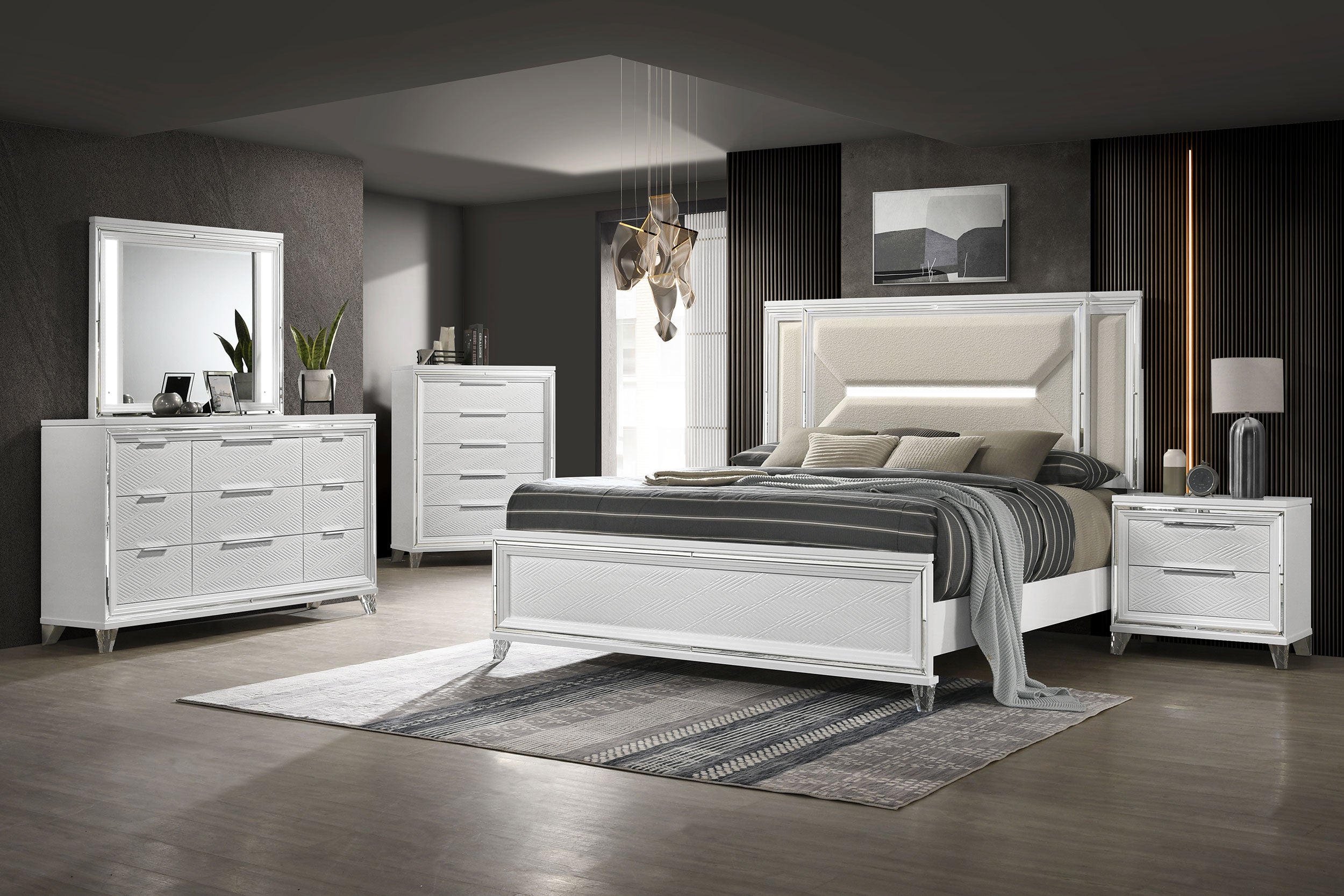 Marmore 5-piece Eastern King Bedroom Set White — view 1