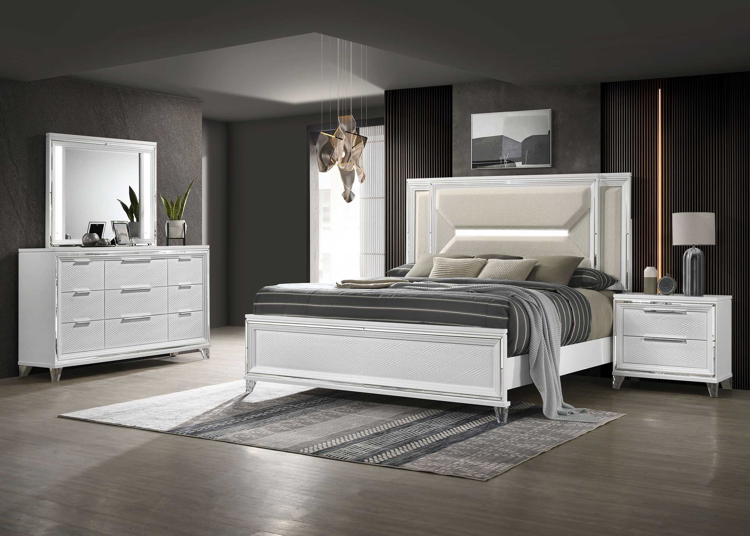 Marmore 4-piece Queen Bedroom Set White — view 1