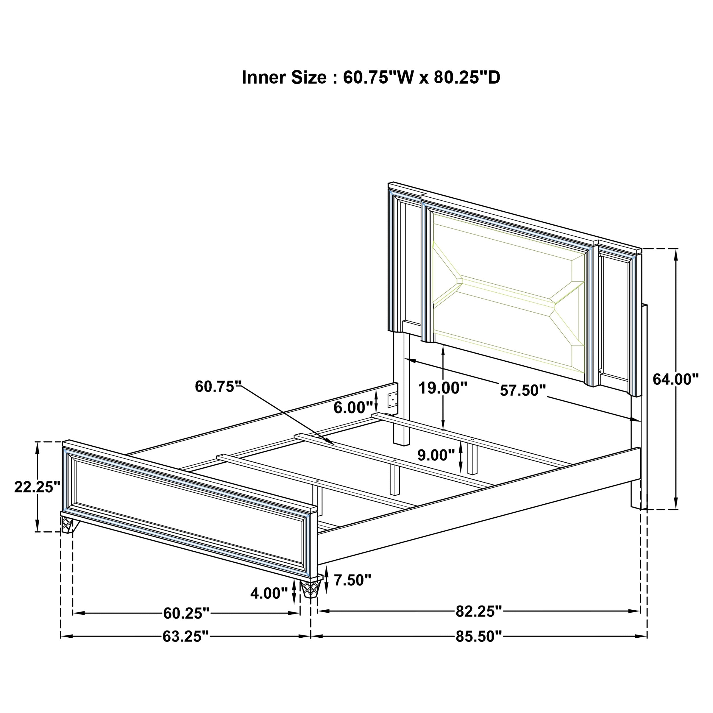 Marmore 64-inch Queen Panel Bed LED Headboard White — view 10