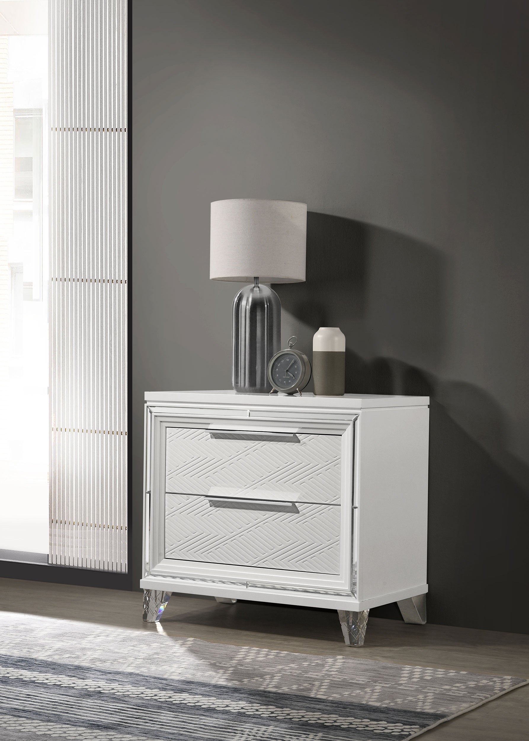 Marmore 2-drawer Nightstand Bedside Table White — view 2