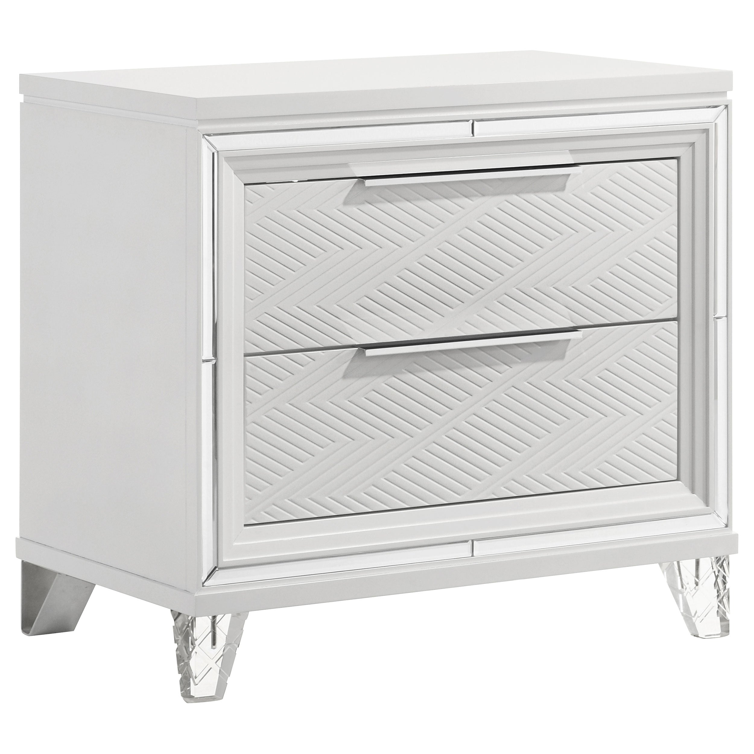 Marmore 2-drawer Nightstand Bedside Table White — view 1