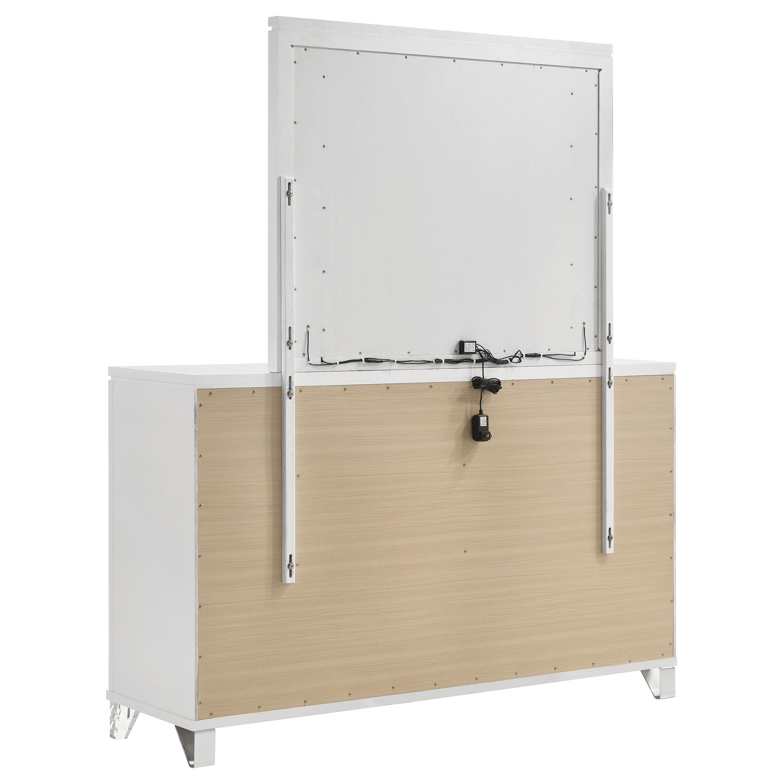 Marmore 9-drawer Dresser and LED Mirror White — view 6