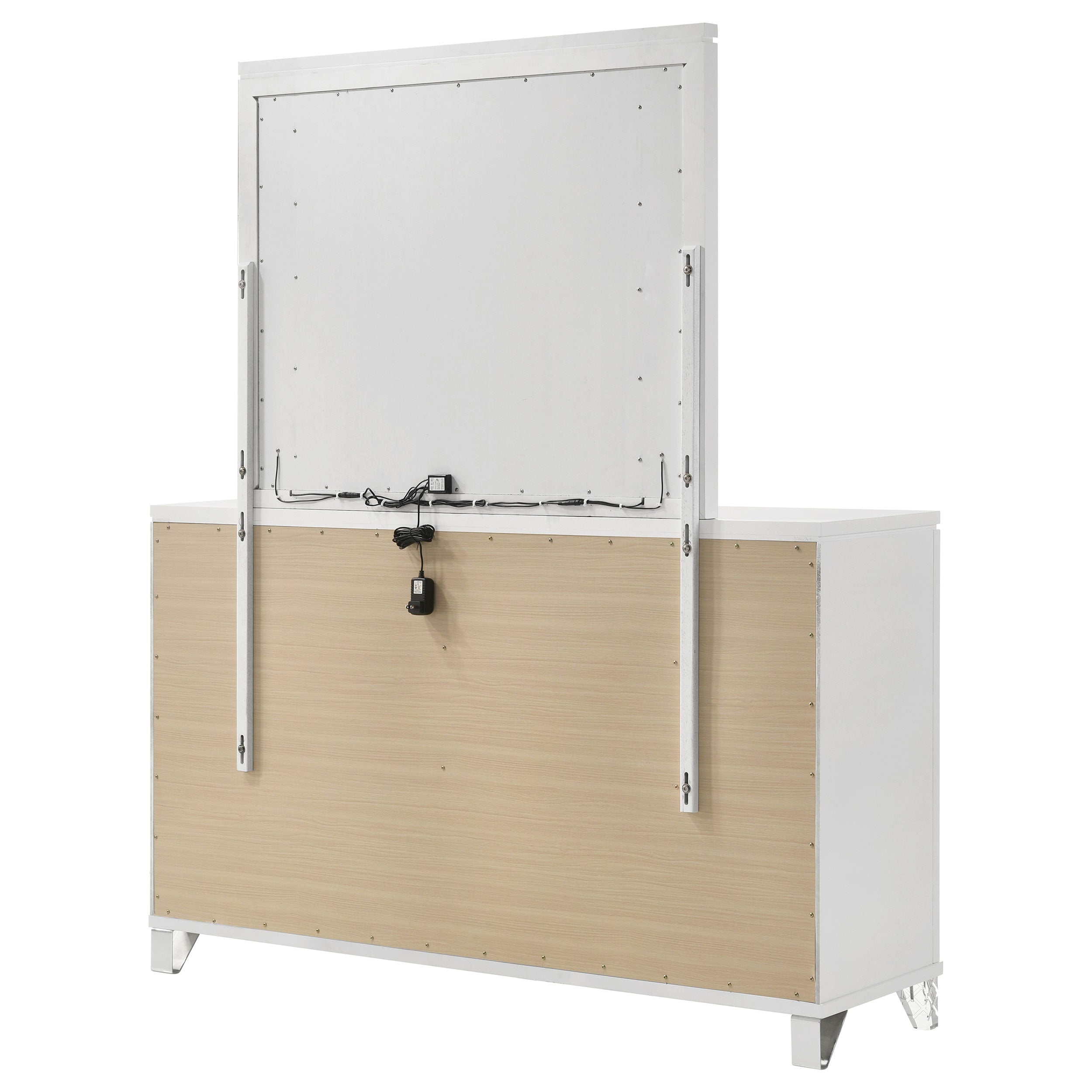 Marmore 9-drawer Dresser and LED Mirror White — view 8