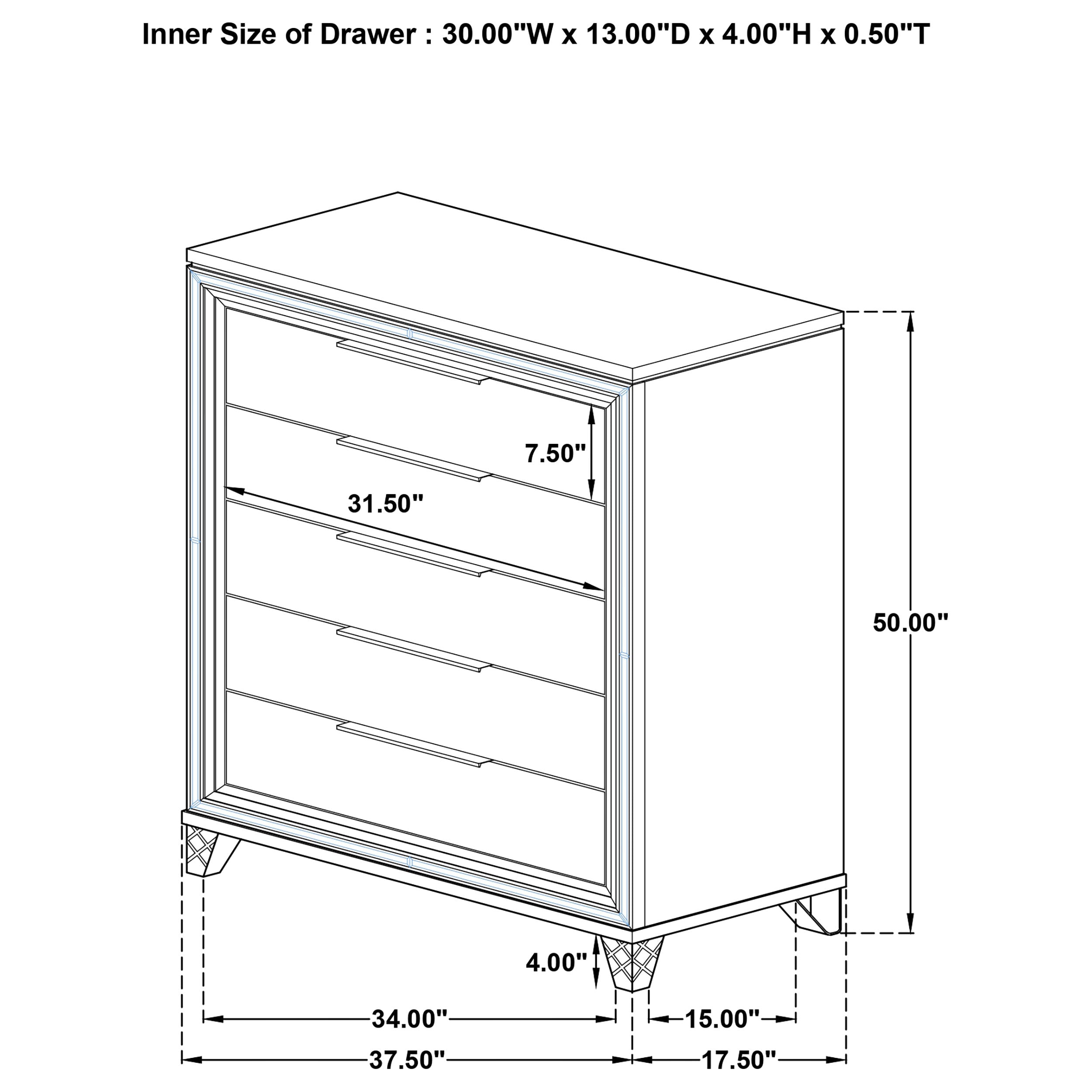 Marmore 5-drawer Bedroom Chest of Drawers White — view 14