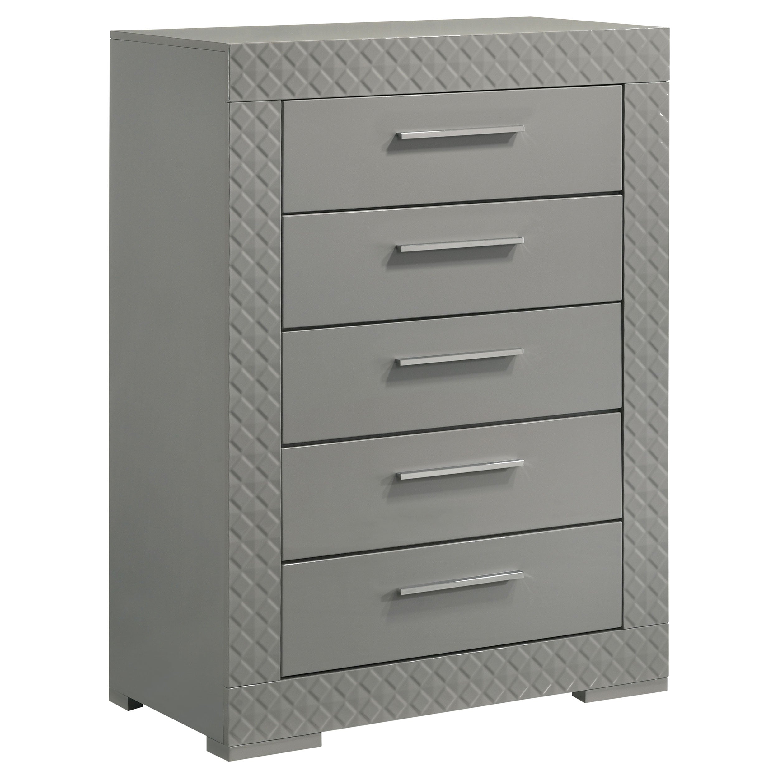 Ives 5-piece Eastern King Bedroom Set Grey High Gloss — view 11