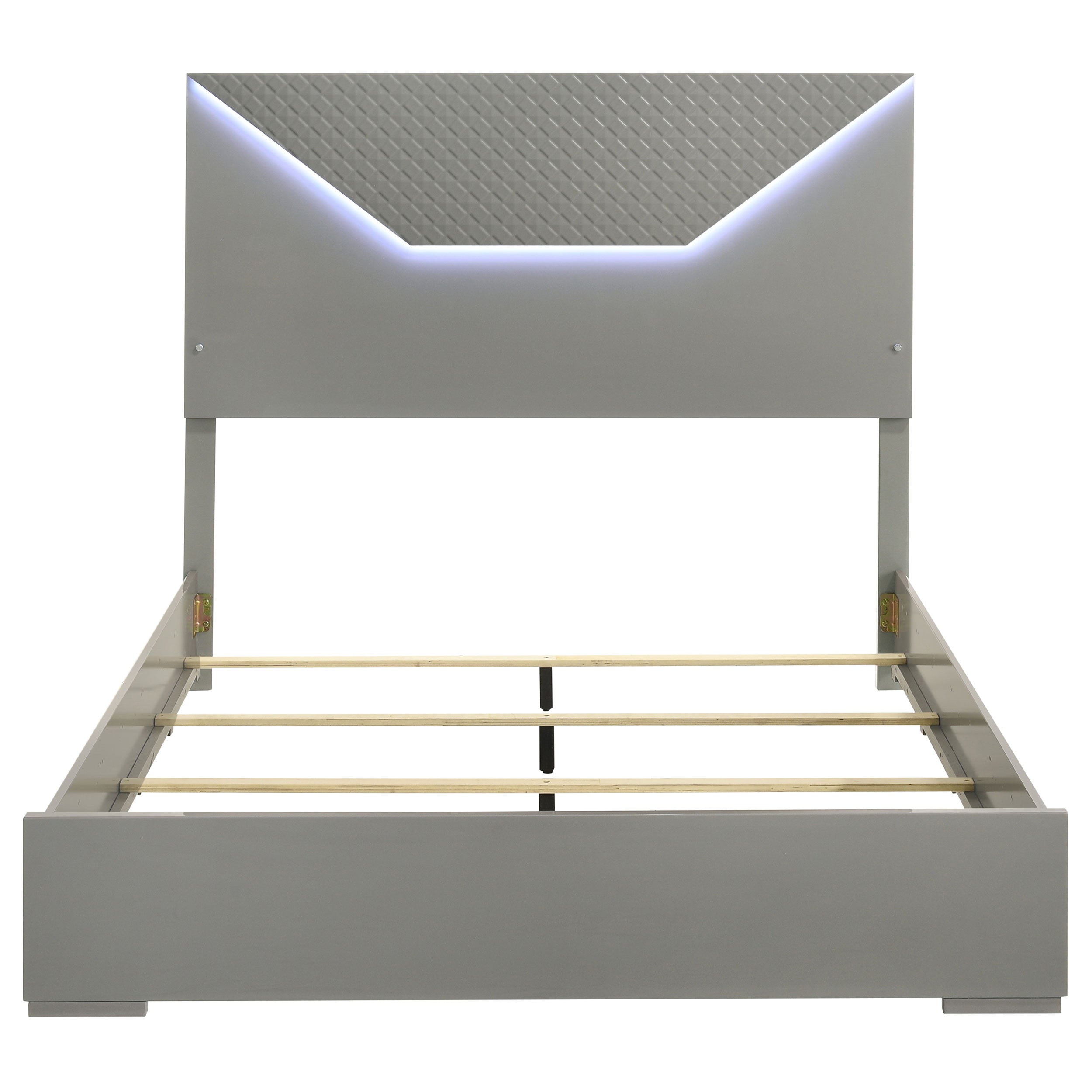 Ives Queen Panel Bed LED Headboard Grey High Gloss — view 4