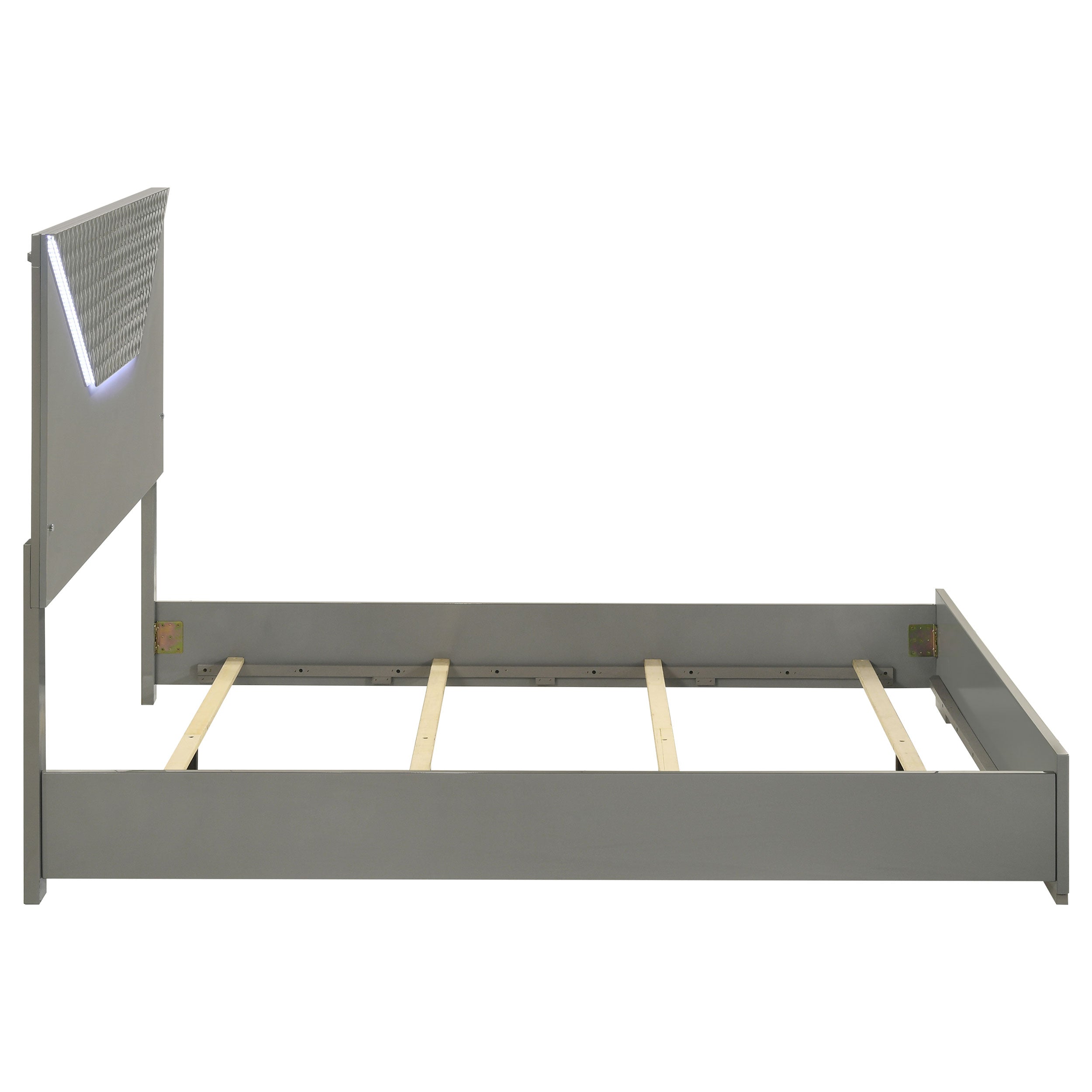 Ives Queen Panel Bed LED Headboard Grey High Gloss — view 6