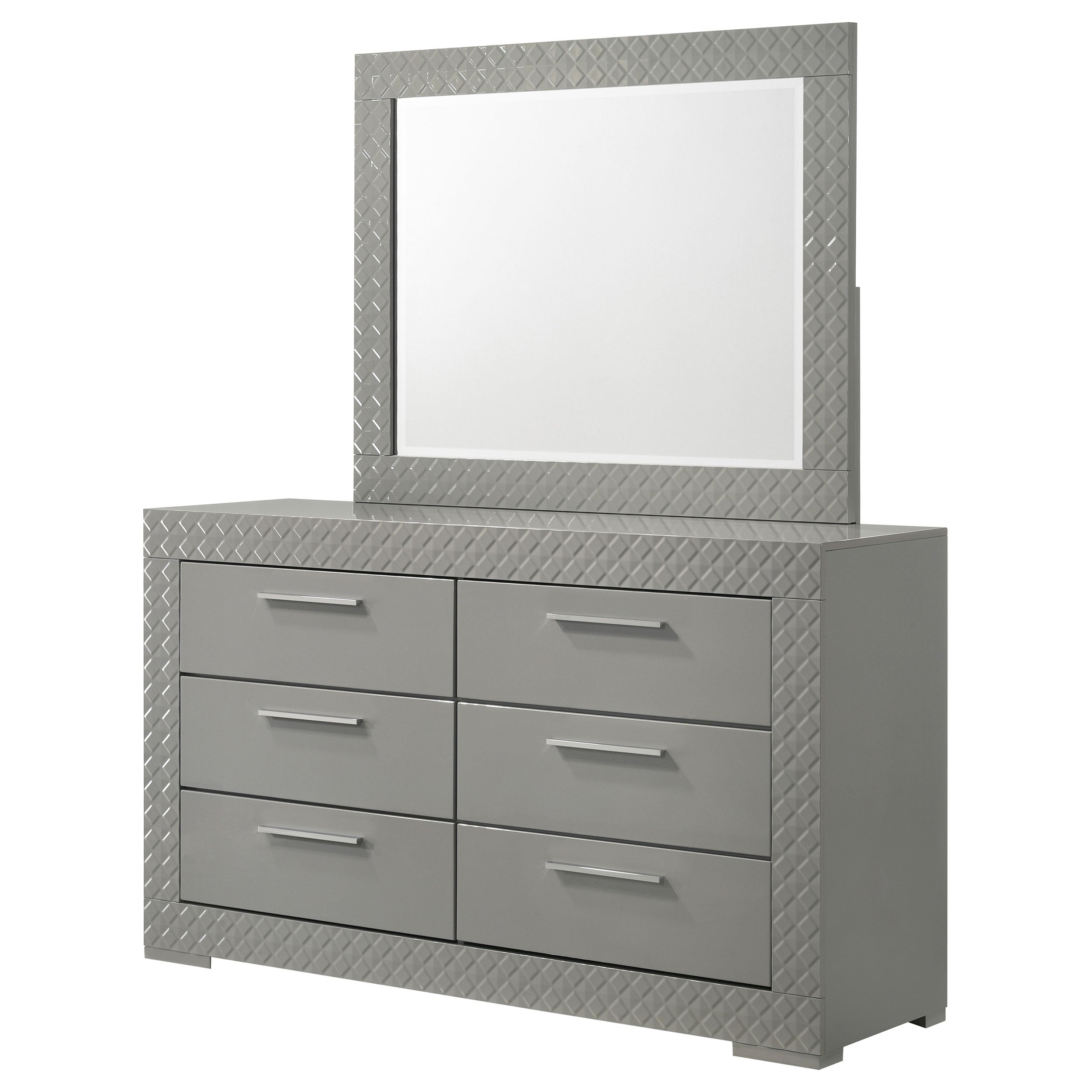 Ives 6-drawer Dresser and Mirror Grey High Gloss — view 4