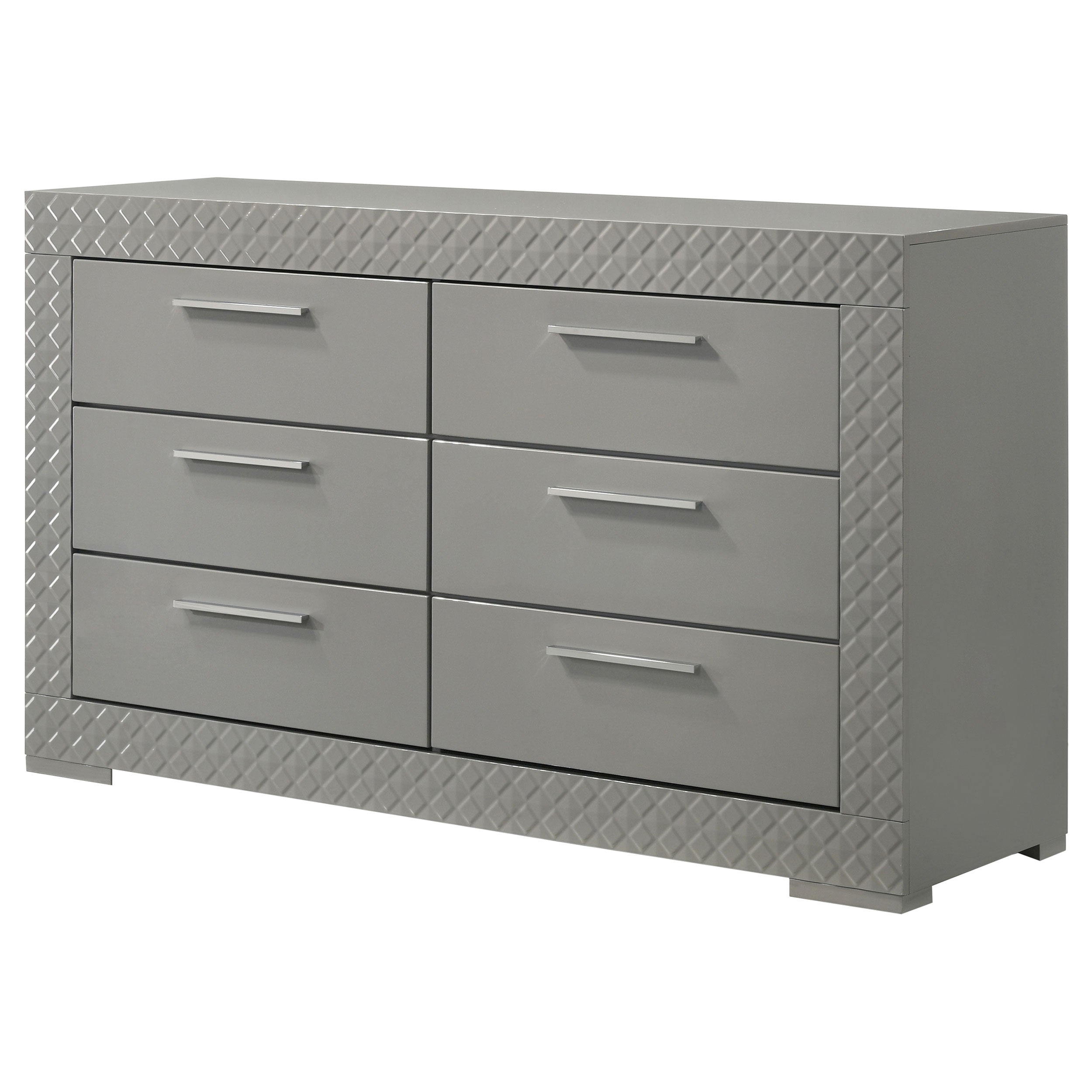 Ives 6-drawer Dresser Cabinet Grey High Gloss — view 4