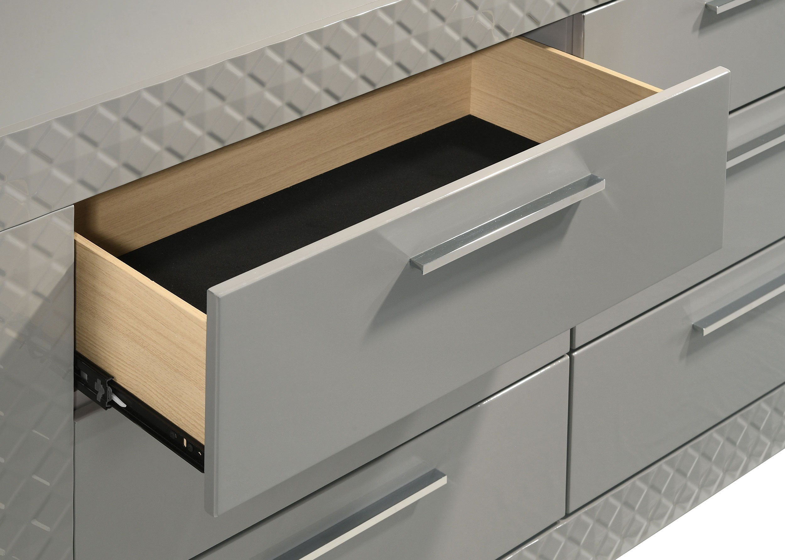 Ives 6-drawer Dresser Cabinet Grey High Gloss — view 10