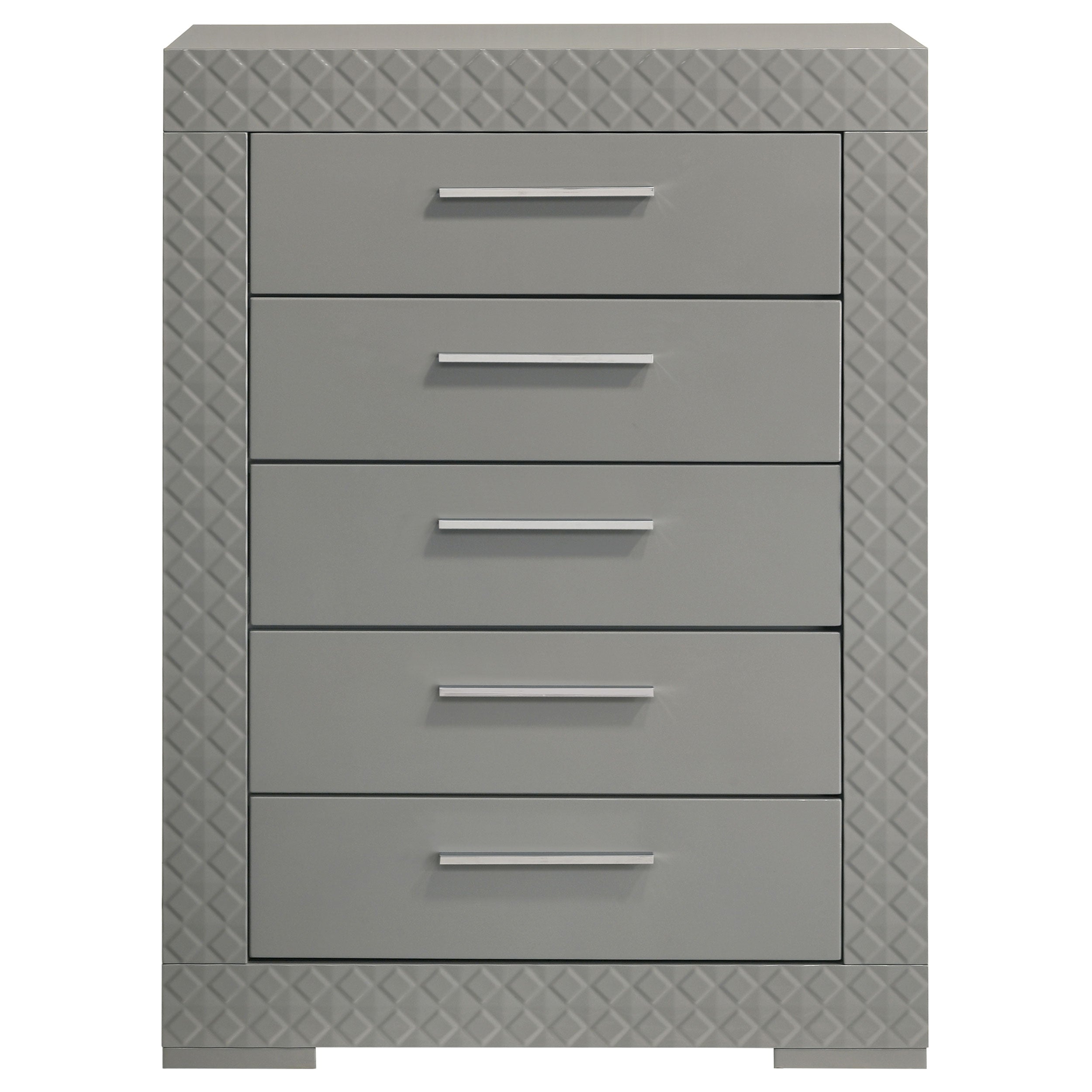 Ives 5-drawer Bedroom Chest of Drawers Grey High Gloss — view 3