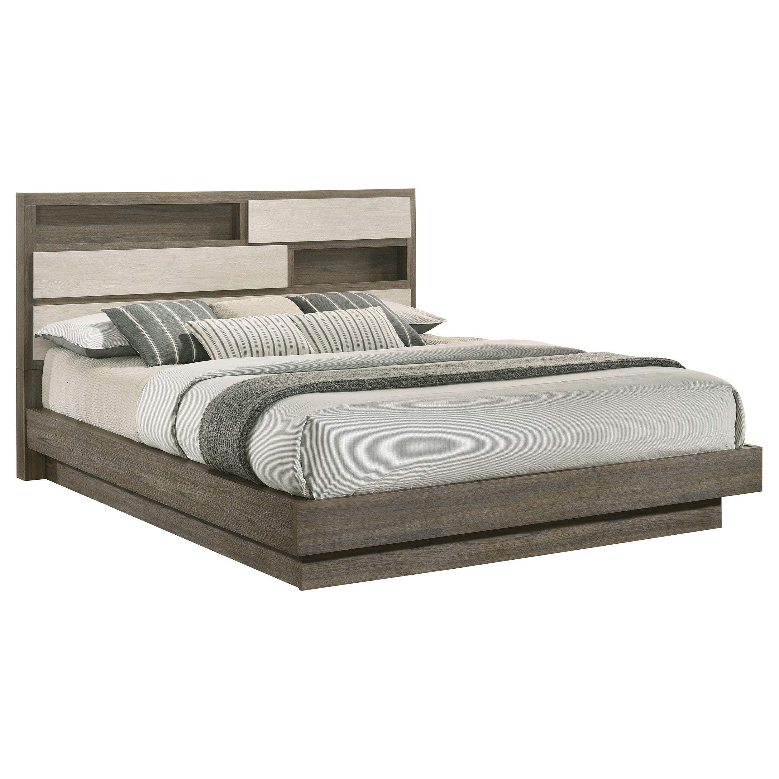 Fenwick California King Bed Bookcase Headboard Grey Oak — view 3