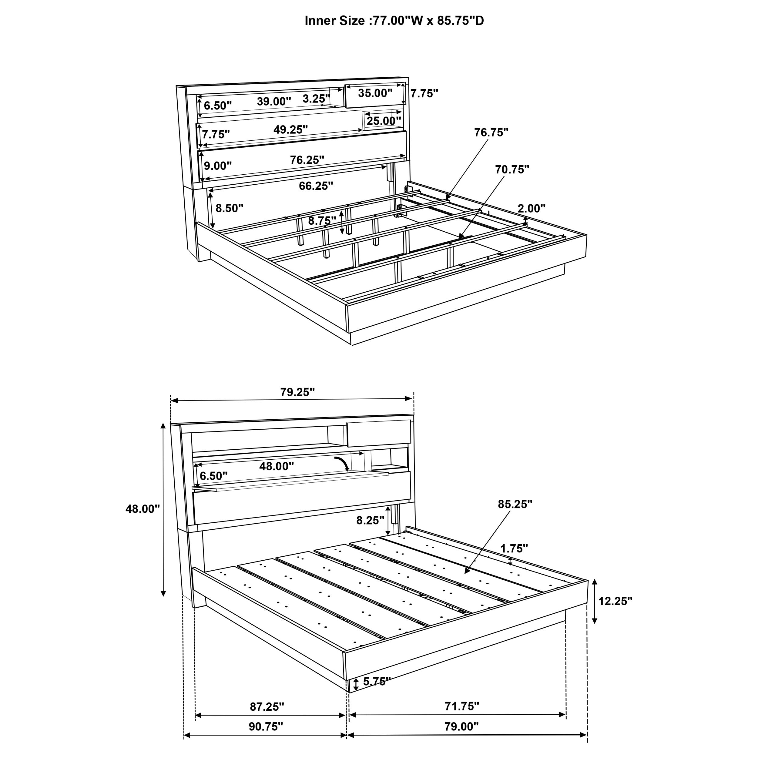 Fenwick California King Bed Bookcase Headboard Grey Oak — view 12