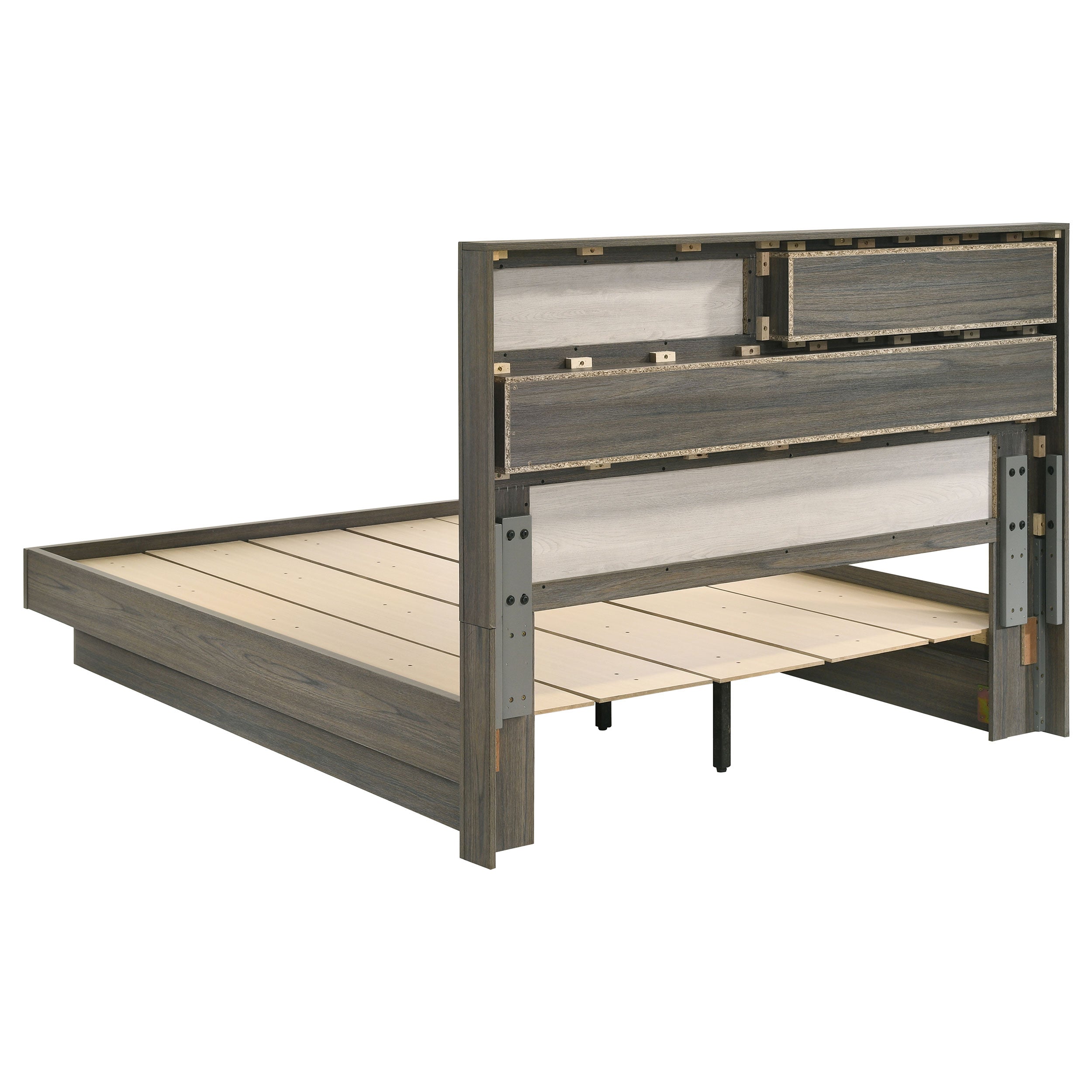 Fenwick Queen Bed Bookcase Headboard Grey Oak — view 5