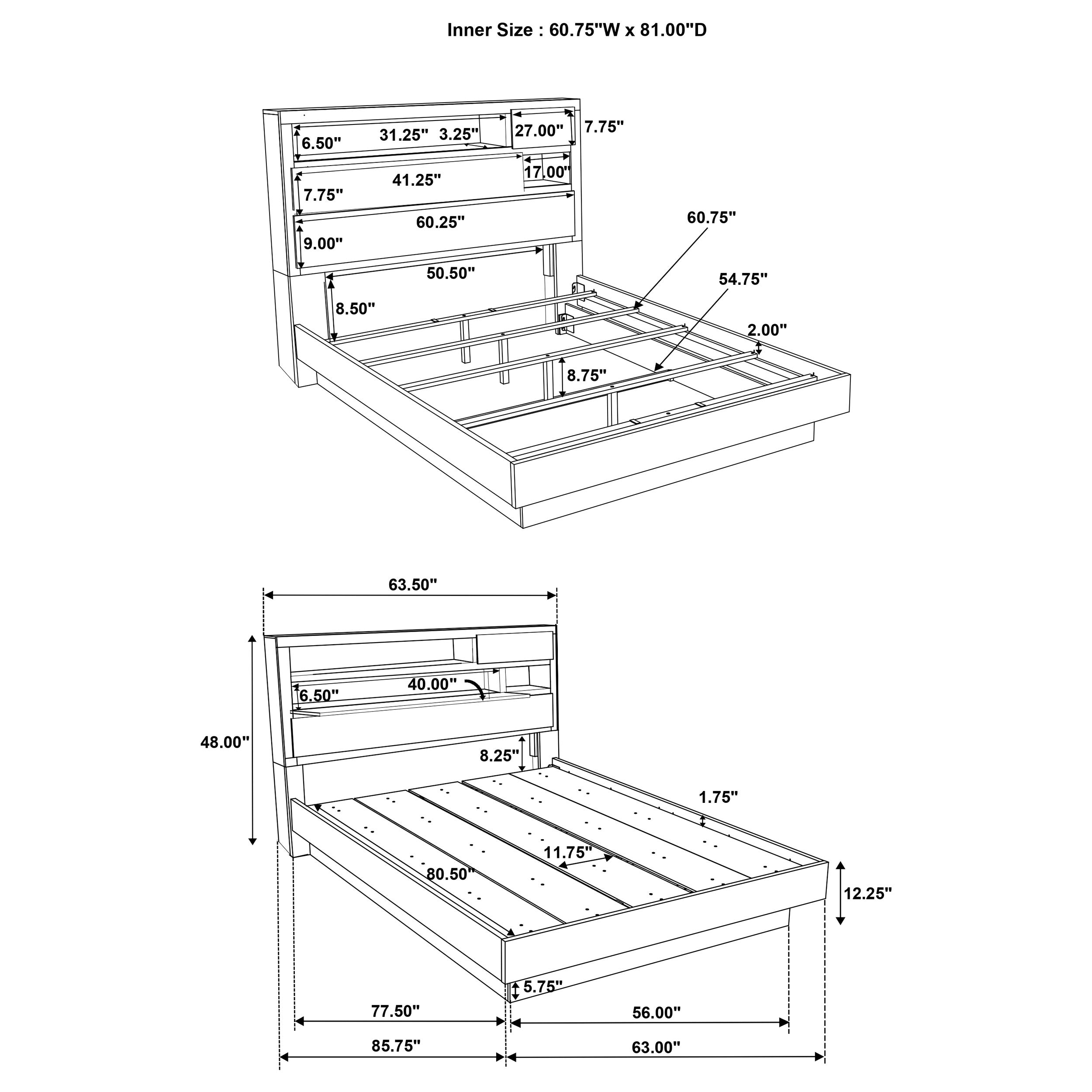 Fenwick Queen Bed Bookcase Headboard Grey Oak — view 12