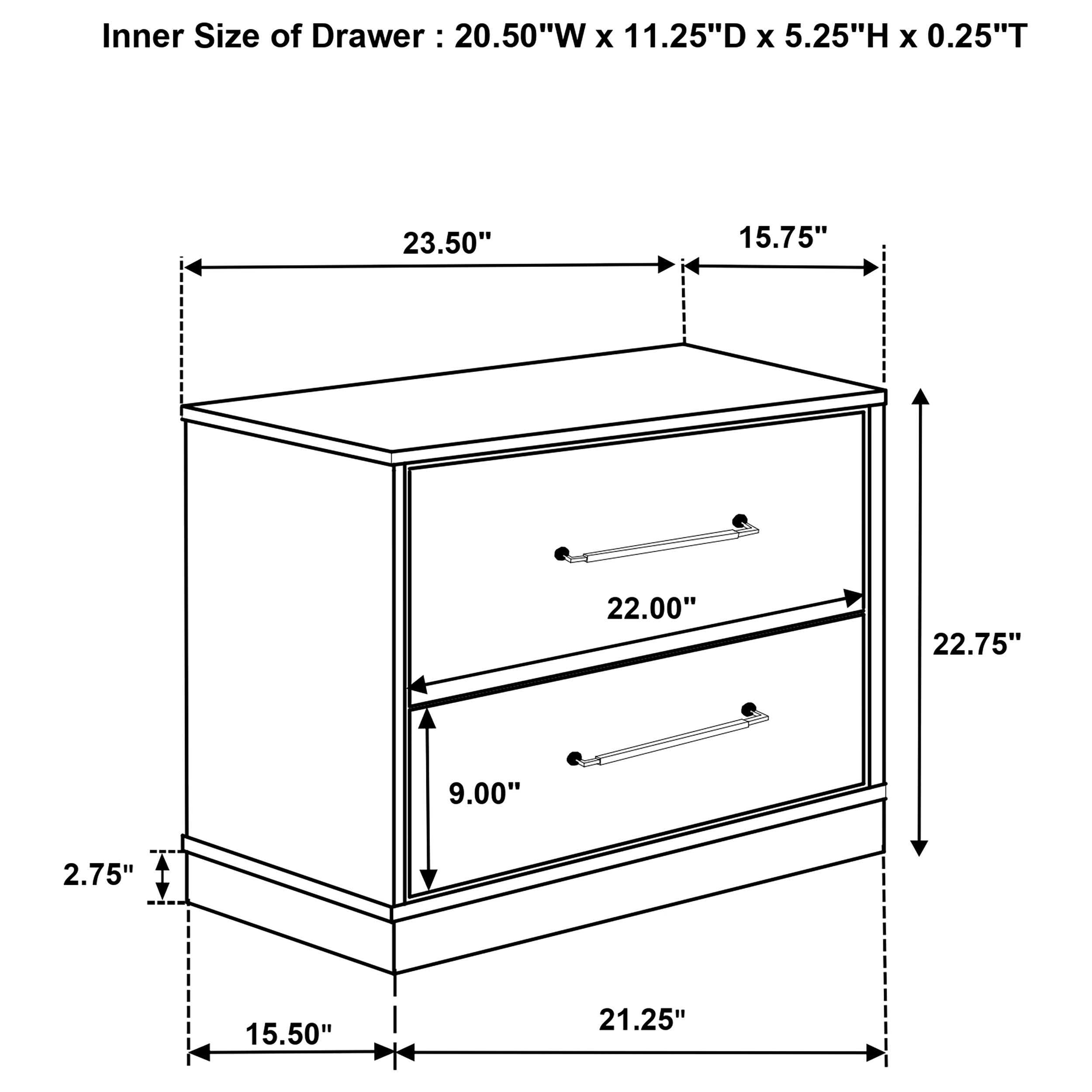 Fenwick 2-drawer Nightstand Bedside Table Grey Oak — view 15
