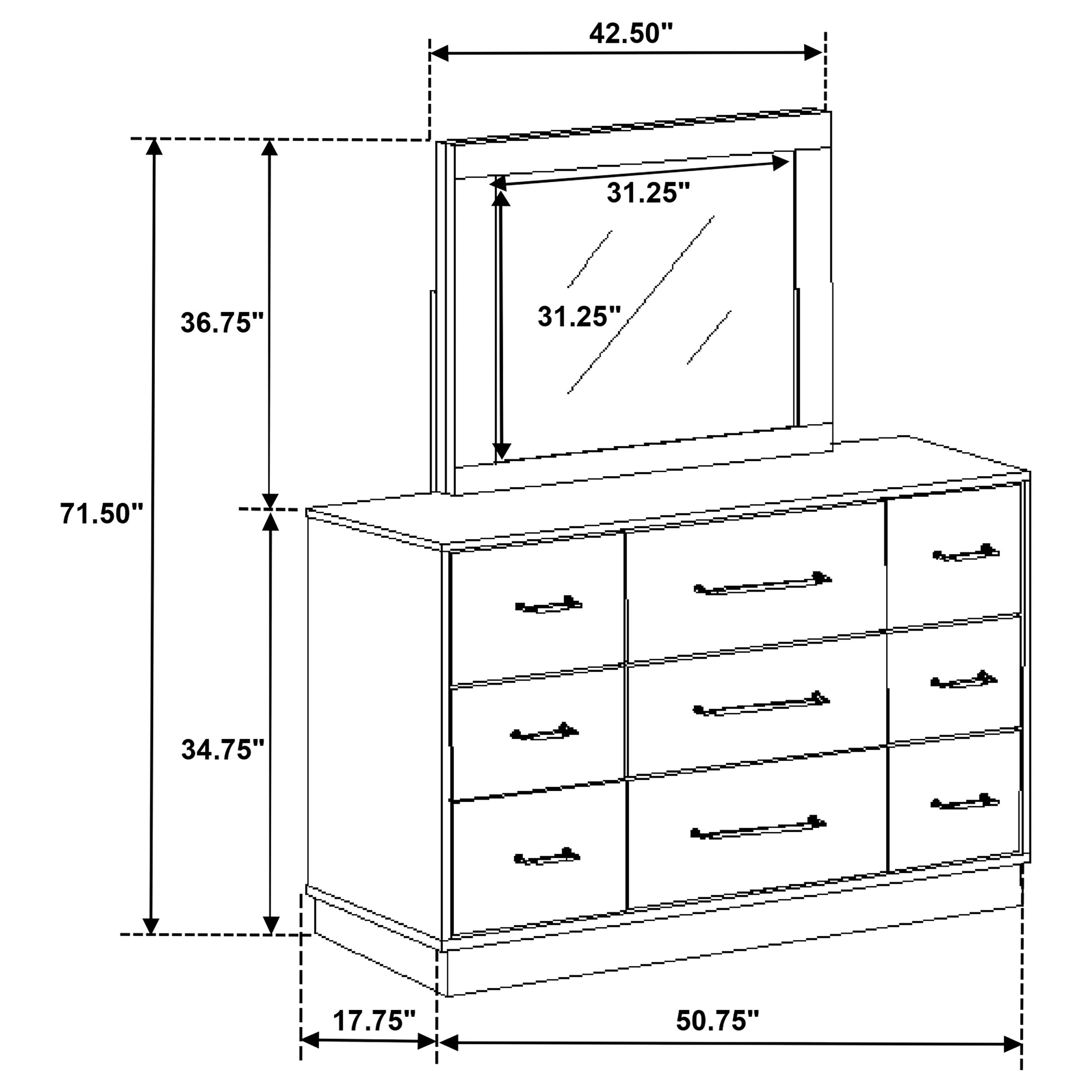Fenwick 9-drawer Dresser with Mirror Grey Oak — view 17