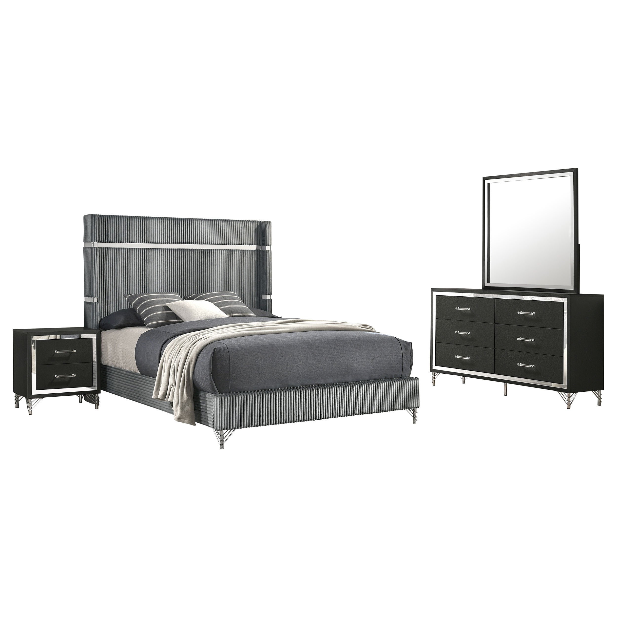 Lucia 4-piece Queen Bedroom Set Grey and Black — view 2