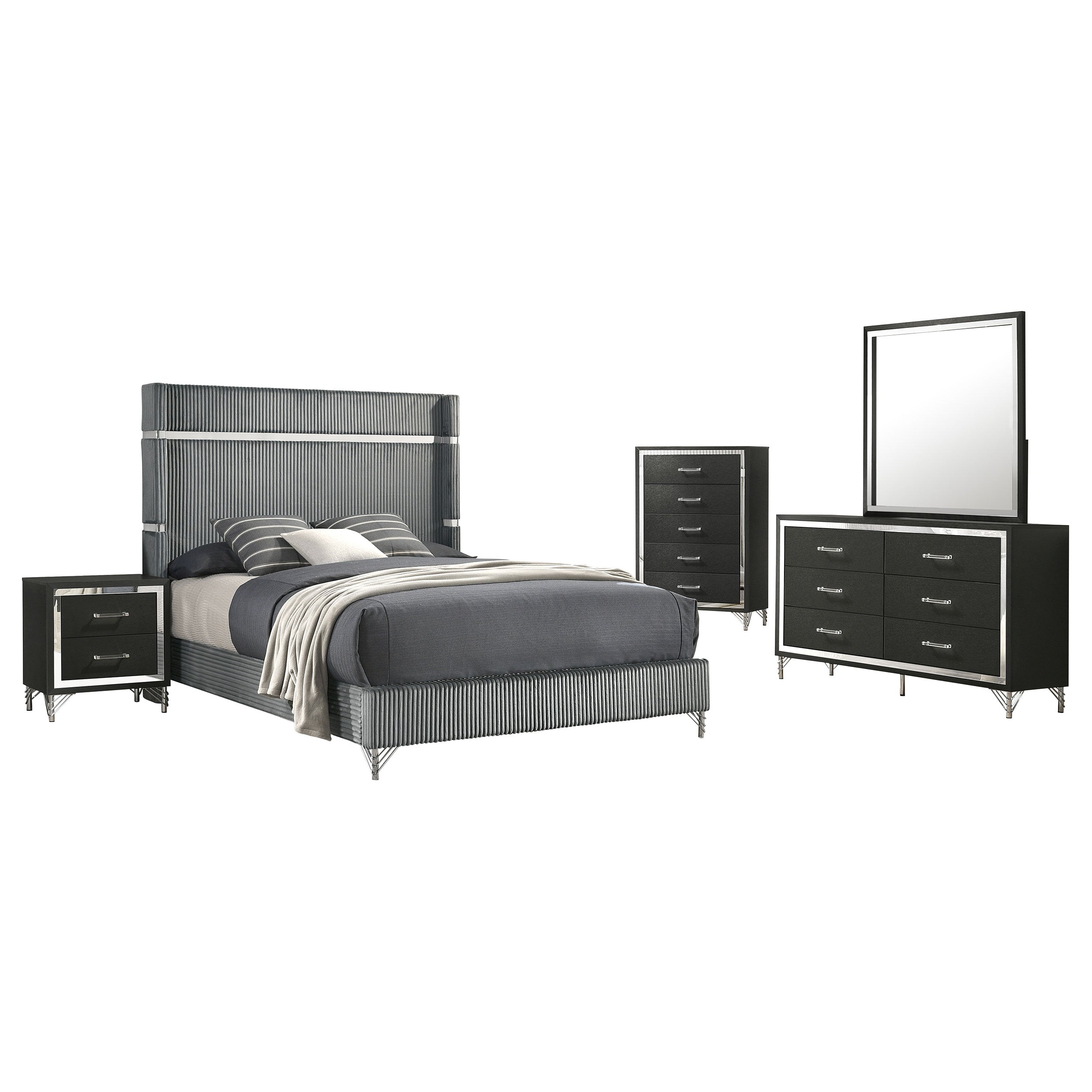 Lucia 5-piece Queen Bedroom Set Grey and Black — view 2