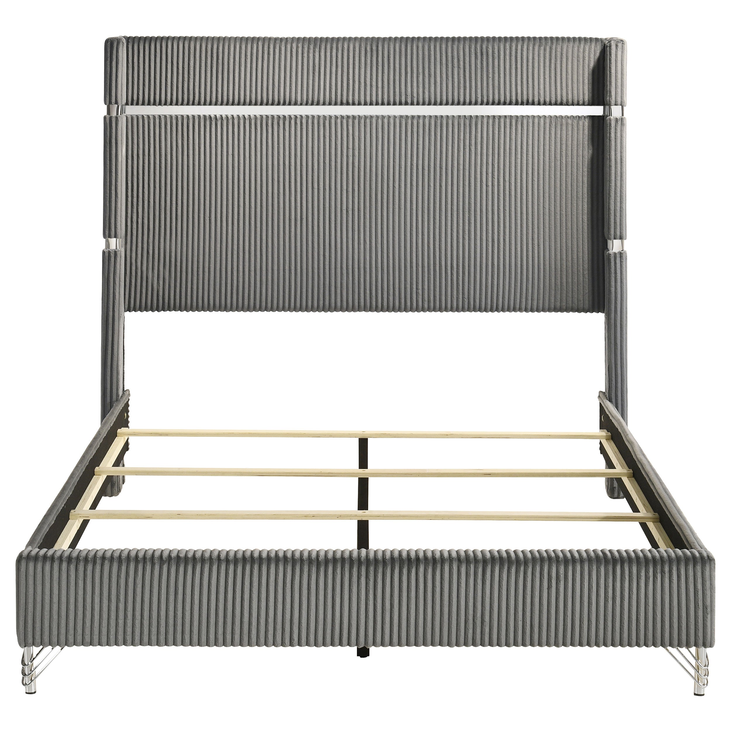 Lucia 61-inch Upholstered Queen Wingback Bed Grey — view 4