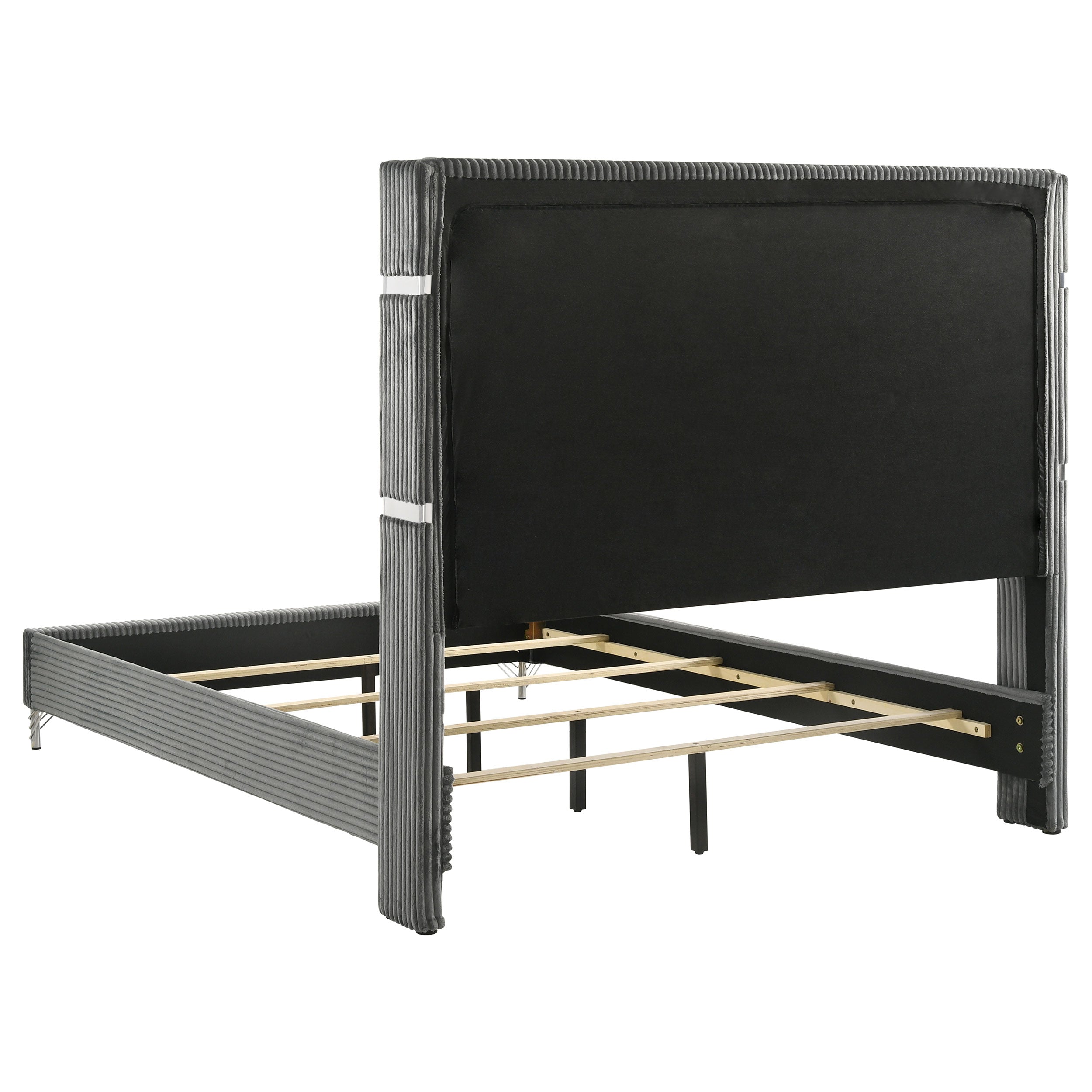 Lucia 61-inch Upholstered Queen Wingback Bed Grey — view 5