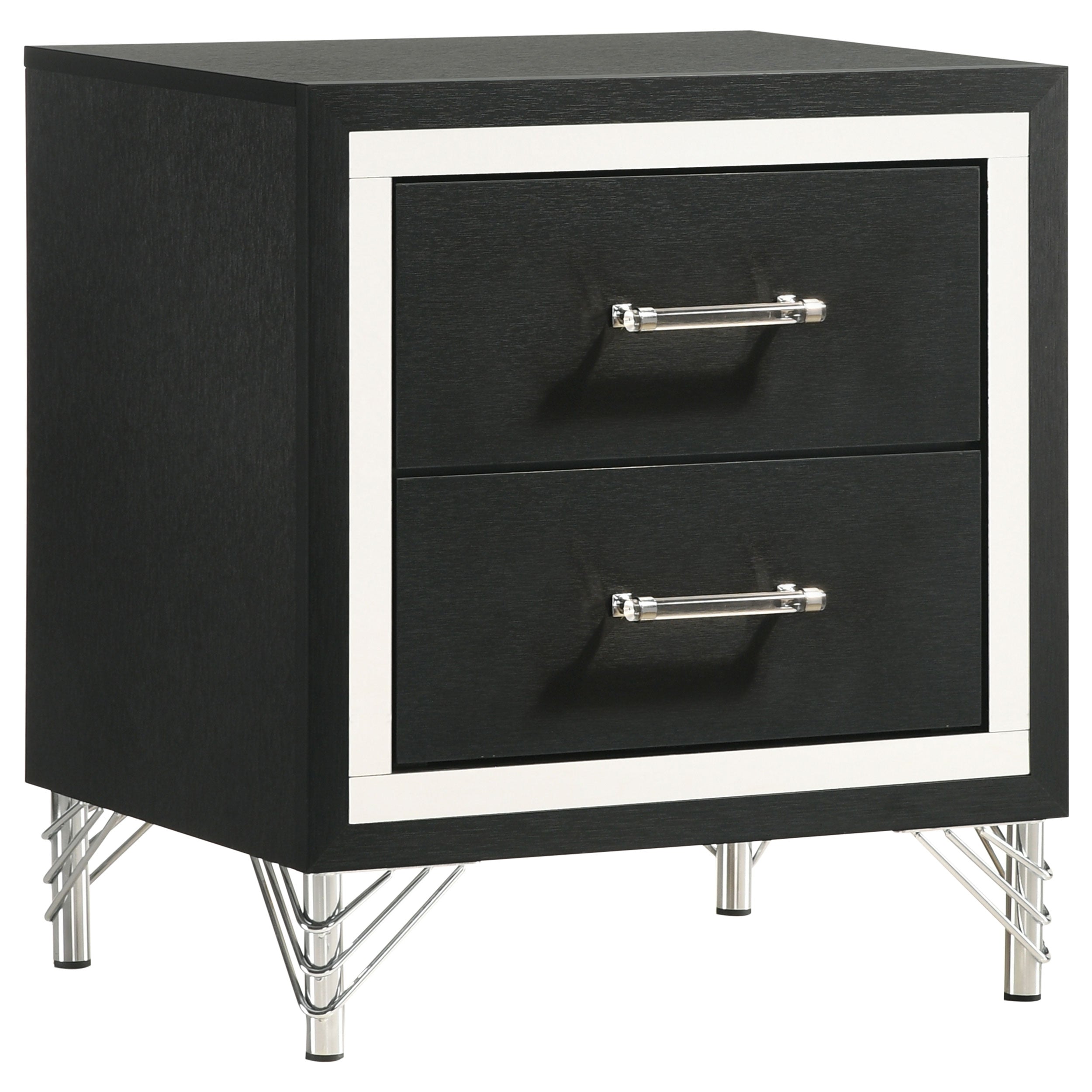 Lucia 2-drawer Nightstand Bedside Table Black — view 1