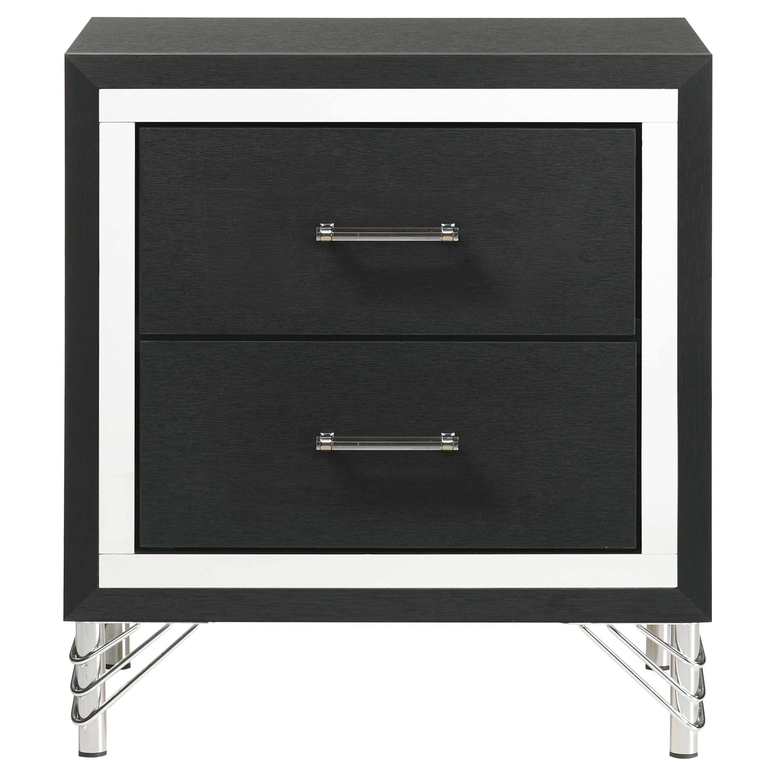 Lucia 2-drawer Nightstand Bedside Table Black — view 3