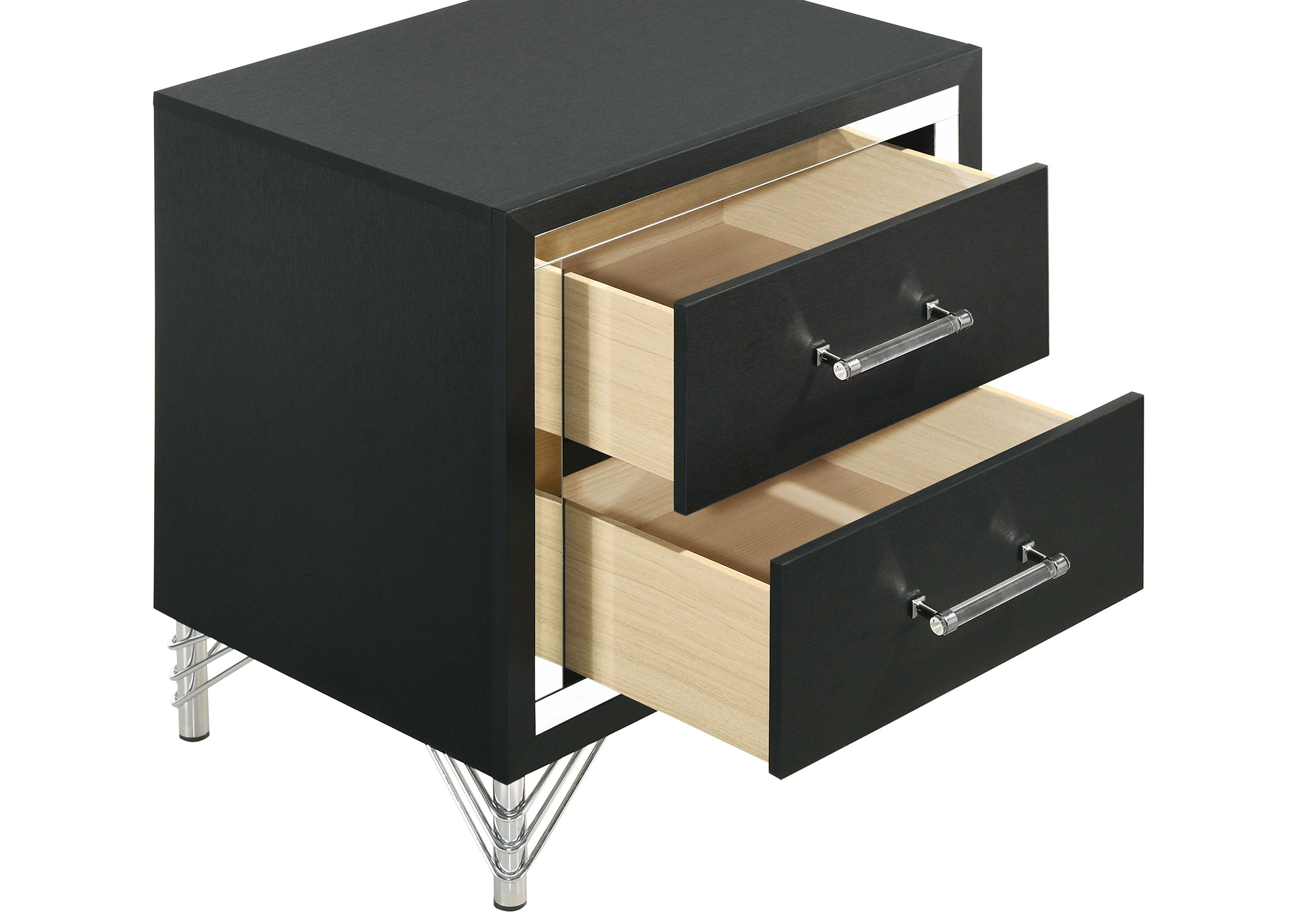 Lucia 2-drawer Nightstand Bedside Table Black — view 10