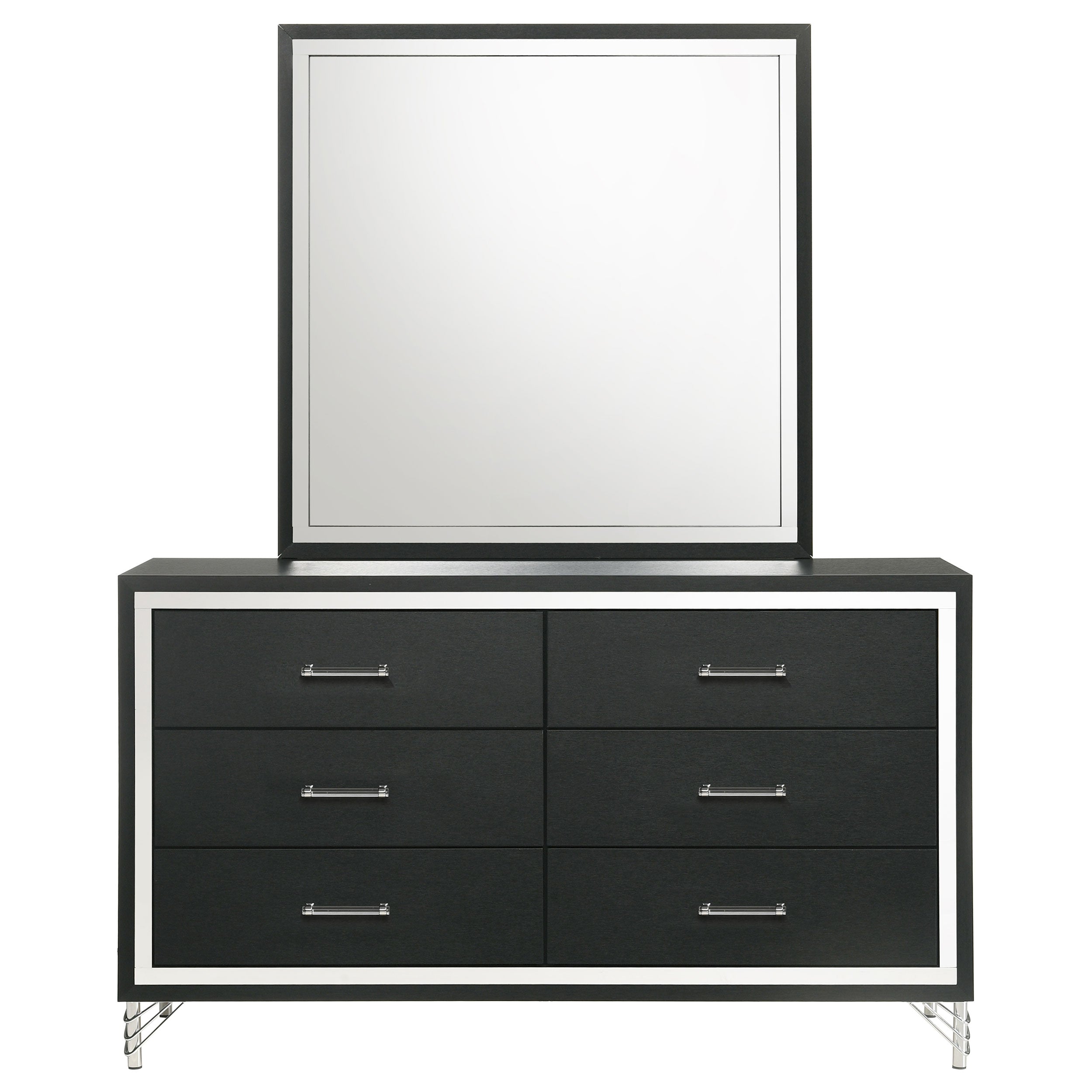 Lucia 6-drawer Dresser and Mirror Black — view 3