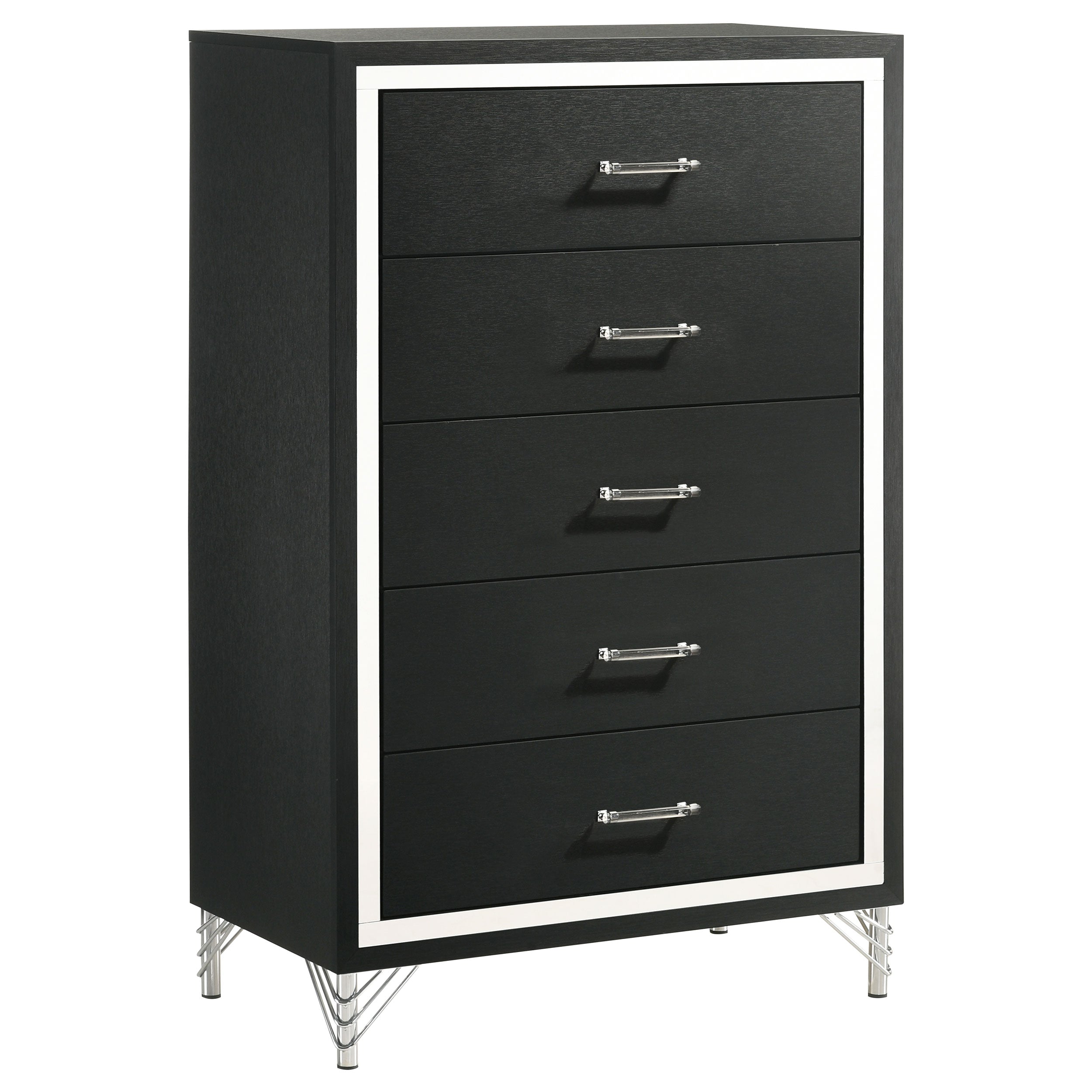 Lucia 5-drawer Bedroom Chest of Drawers Black — view 1