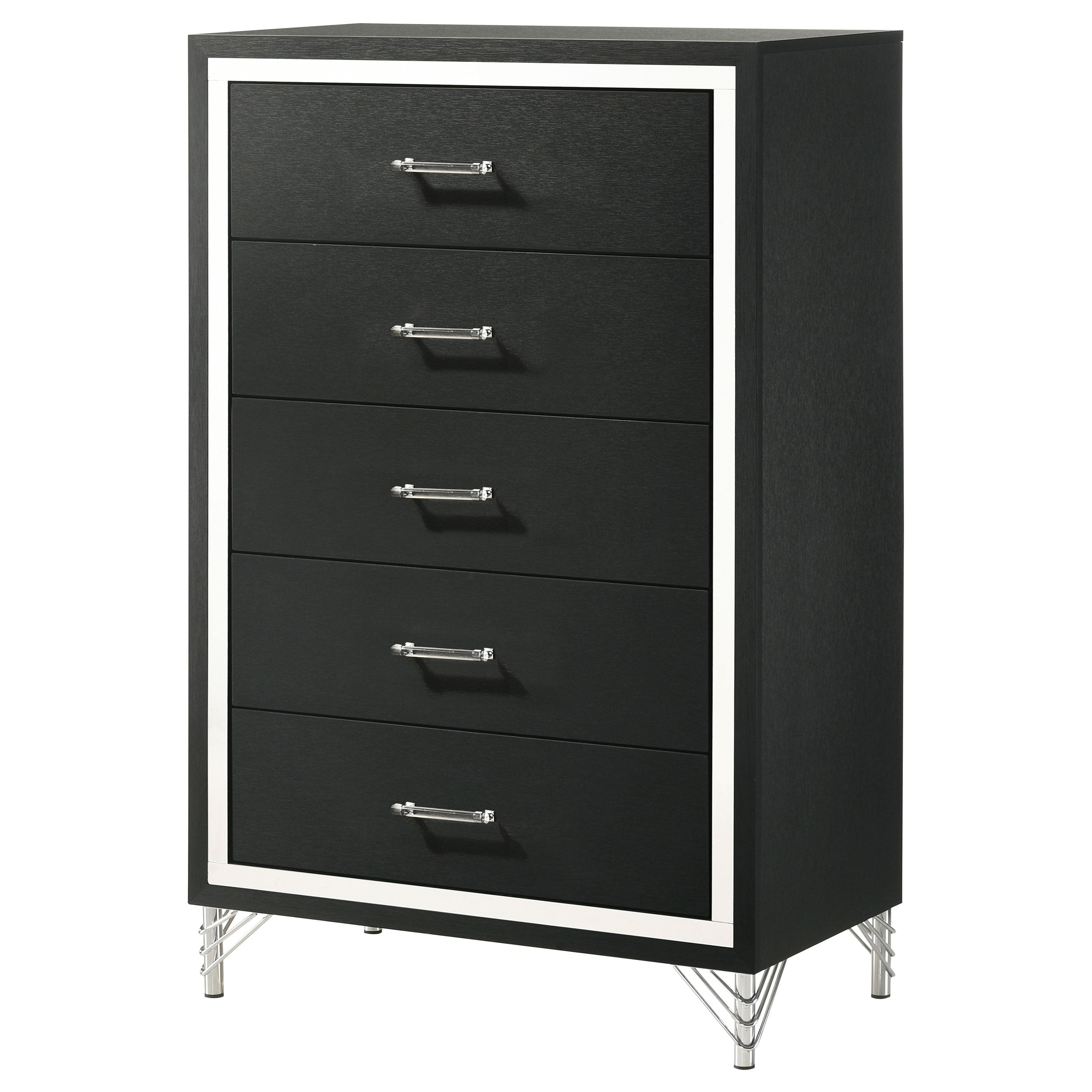 Lucia 5-drawer Bedroom Chest of Drawers Black — view 4