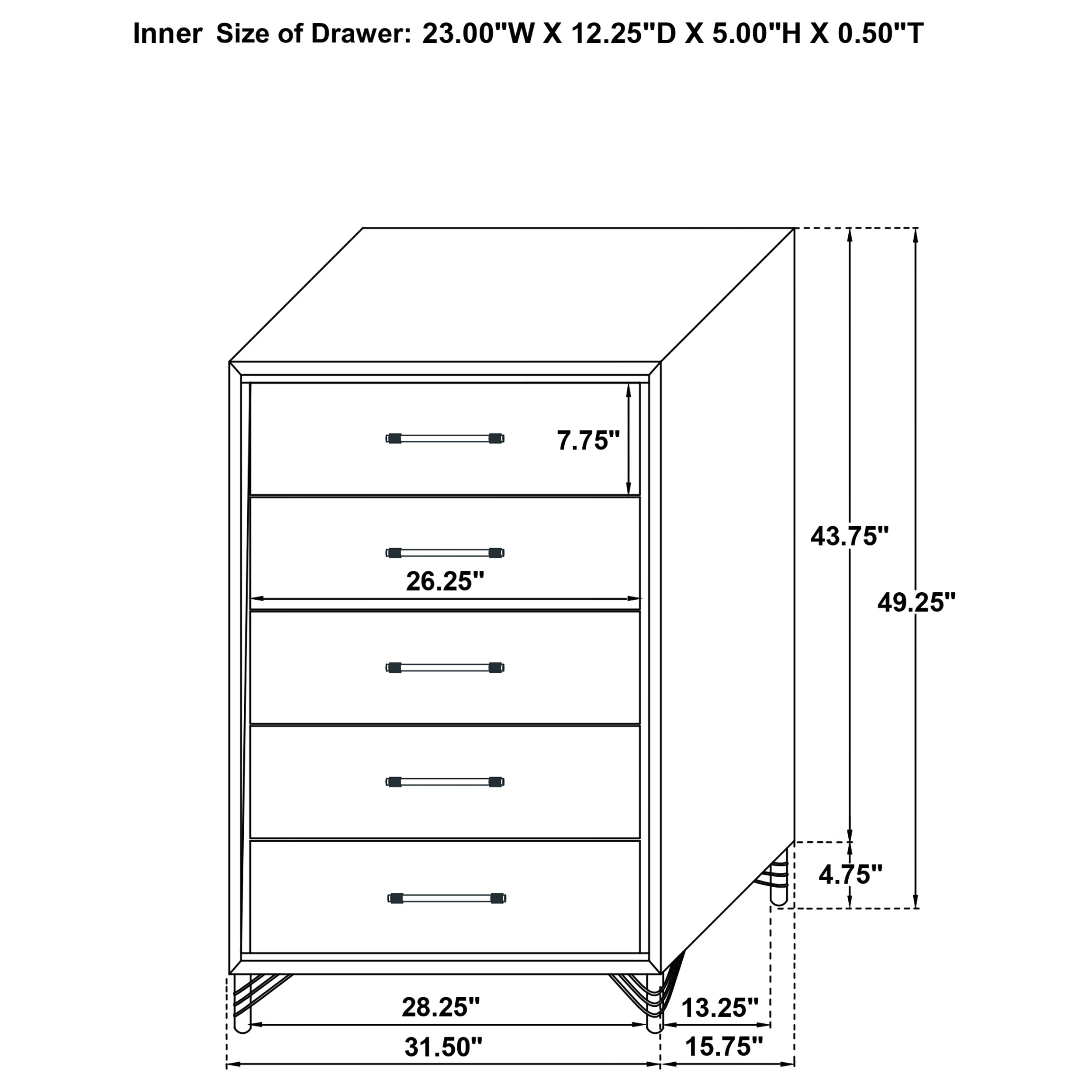Lucia 5-drawer Bedroom Chest of Drawers Black — view 12