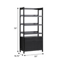 Transitional Wide Reeded Bookshelf With Drawers On Bottom