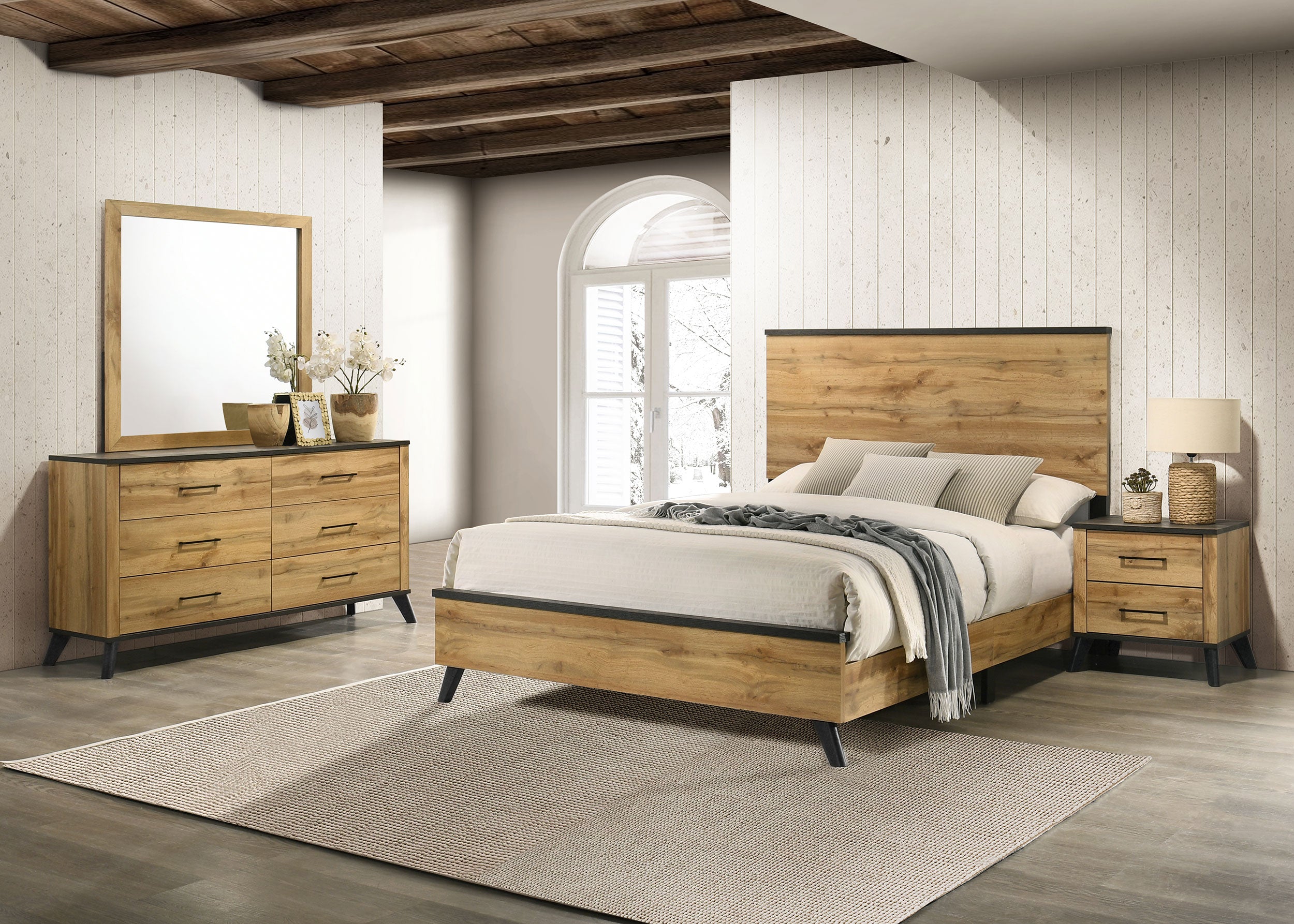 Kaywood 4-piece Eastern King Bedroom Set Natural Pine — view 1