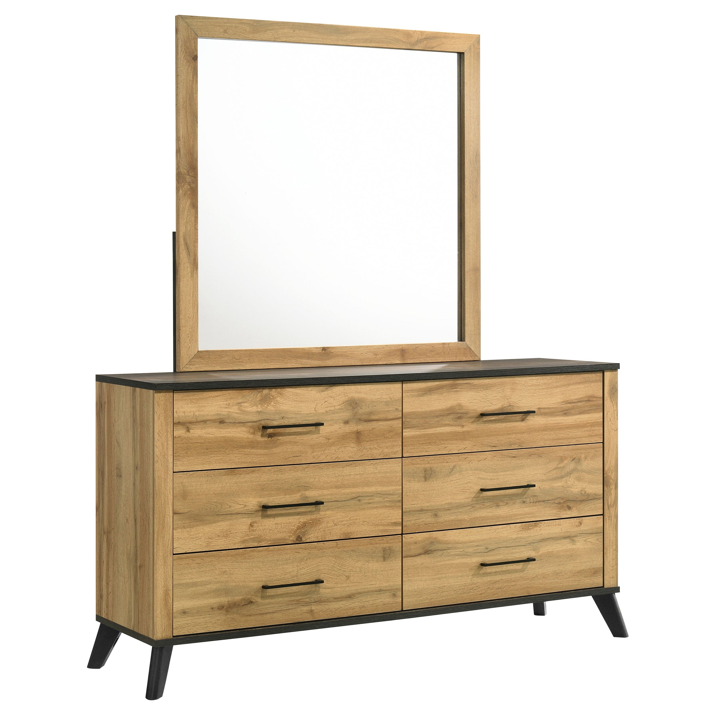 Kaywood 6-drawer Dresser and Mirror Natural Pine — view 1