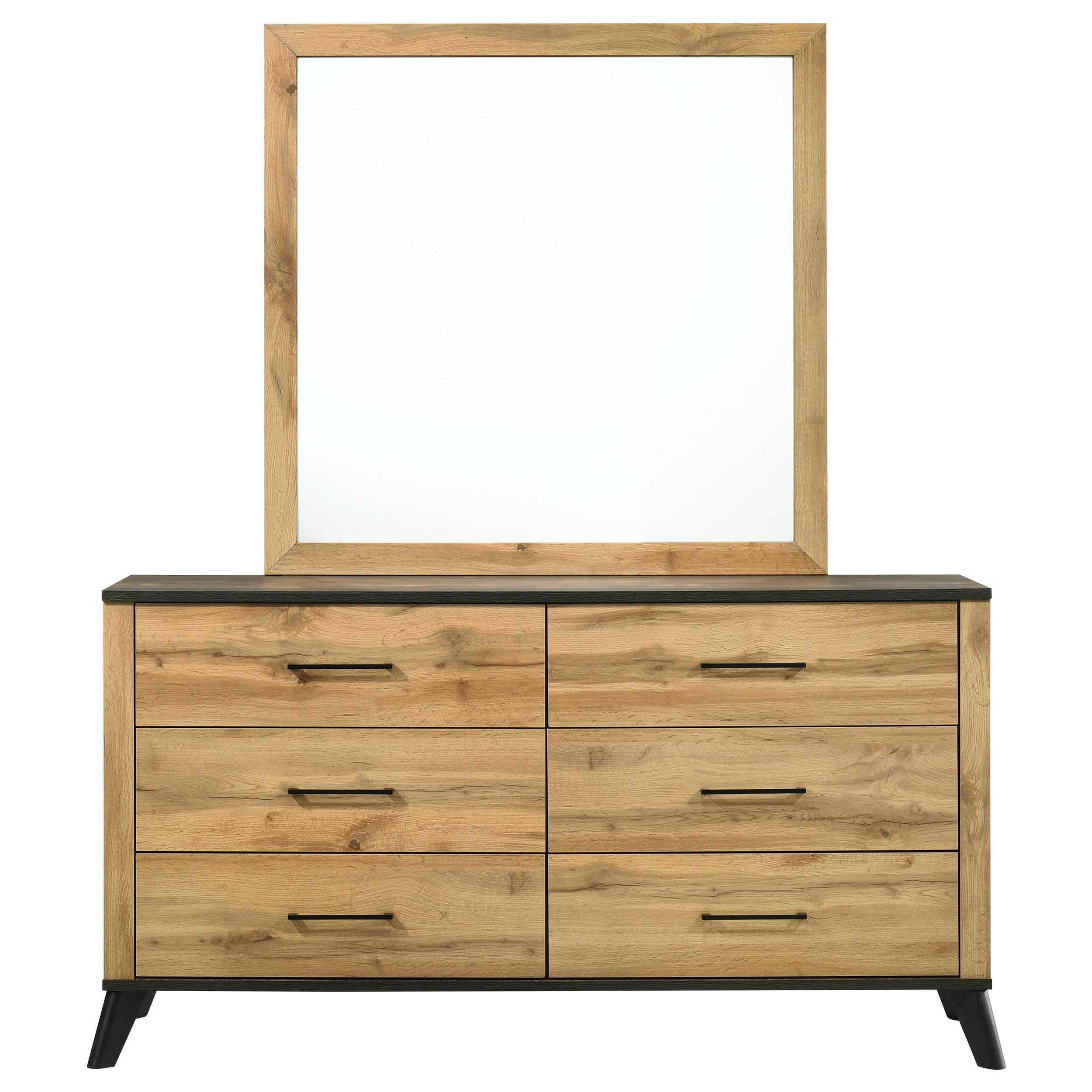 Kaywood 6-drawer Dresser and Mirror Natural Pine — view 3