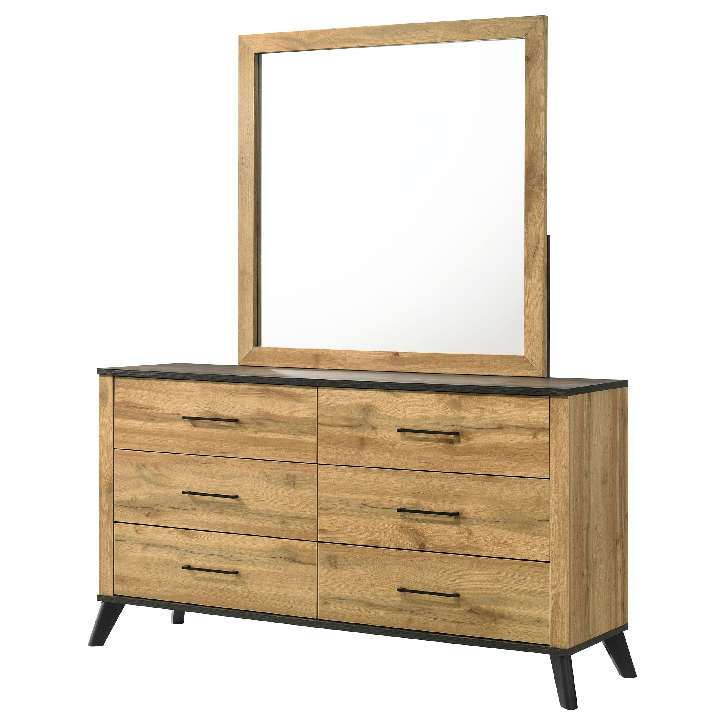 Kaywood 6-drawer Dresser and Mirror Natural Pine — view 4