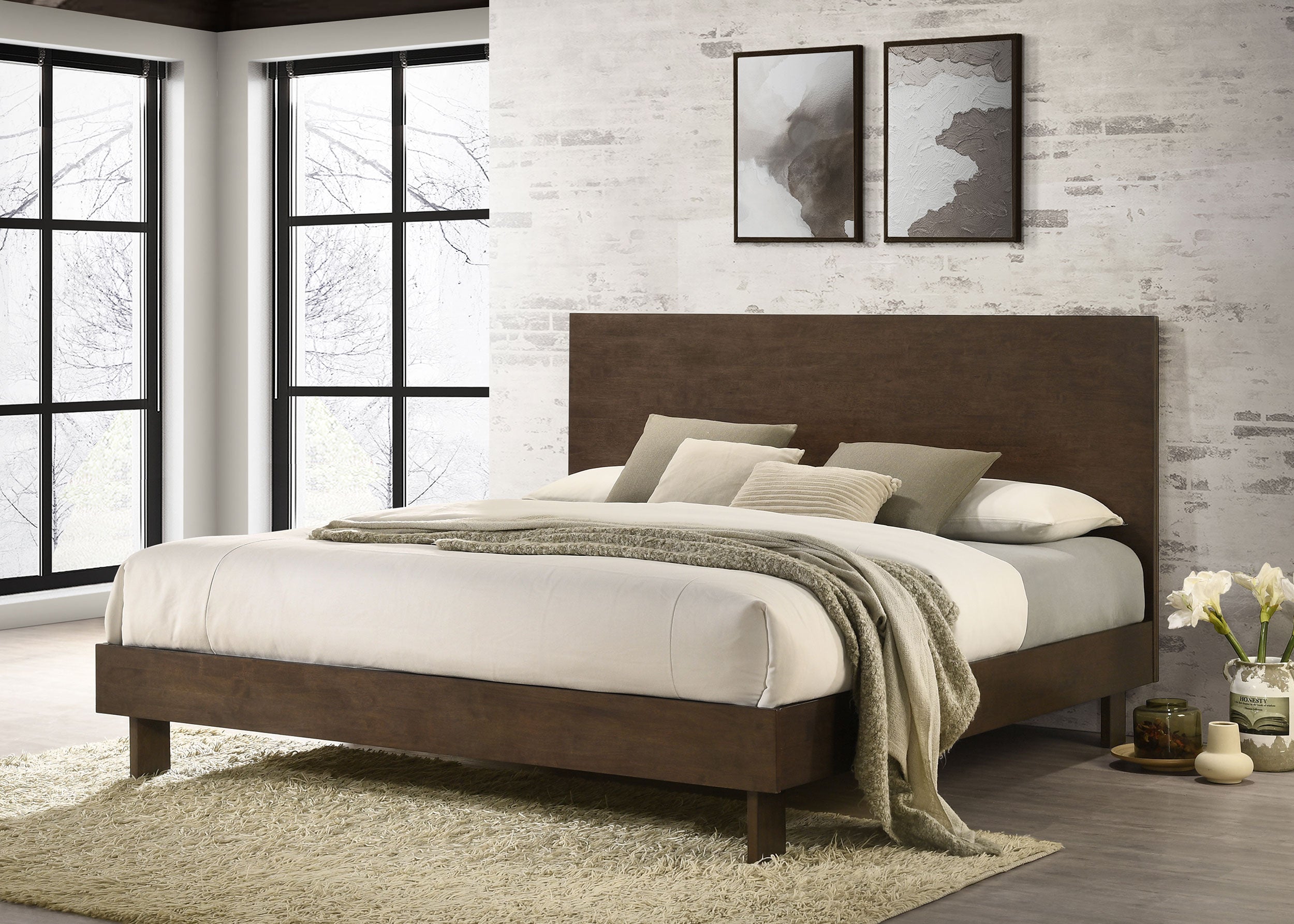 Glenwood 48-inch Eastern King Platform Panel Bed Warm Brown — view 2