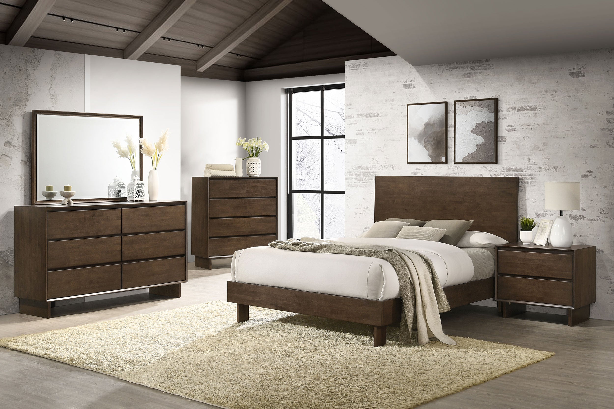 Glenwood 2-drawer Nightstand Bedside Table Warm Brown — view 14