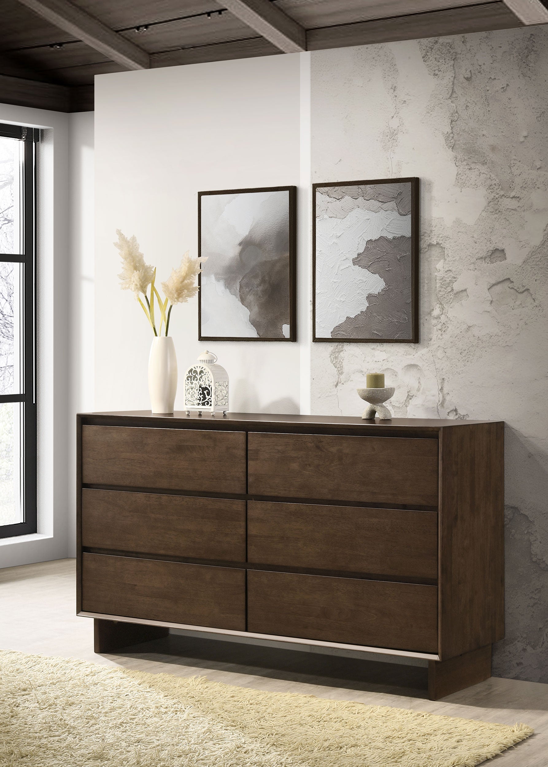 Glenwood 6-drawer Dresser Cabinet Warm Brown — view 2