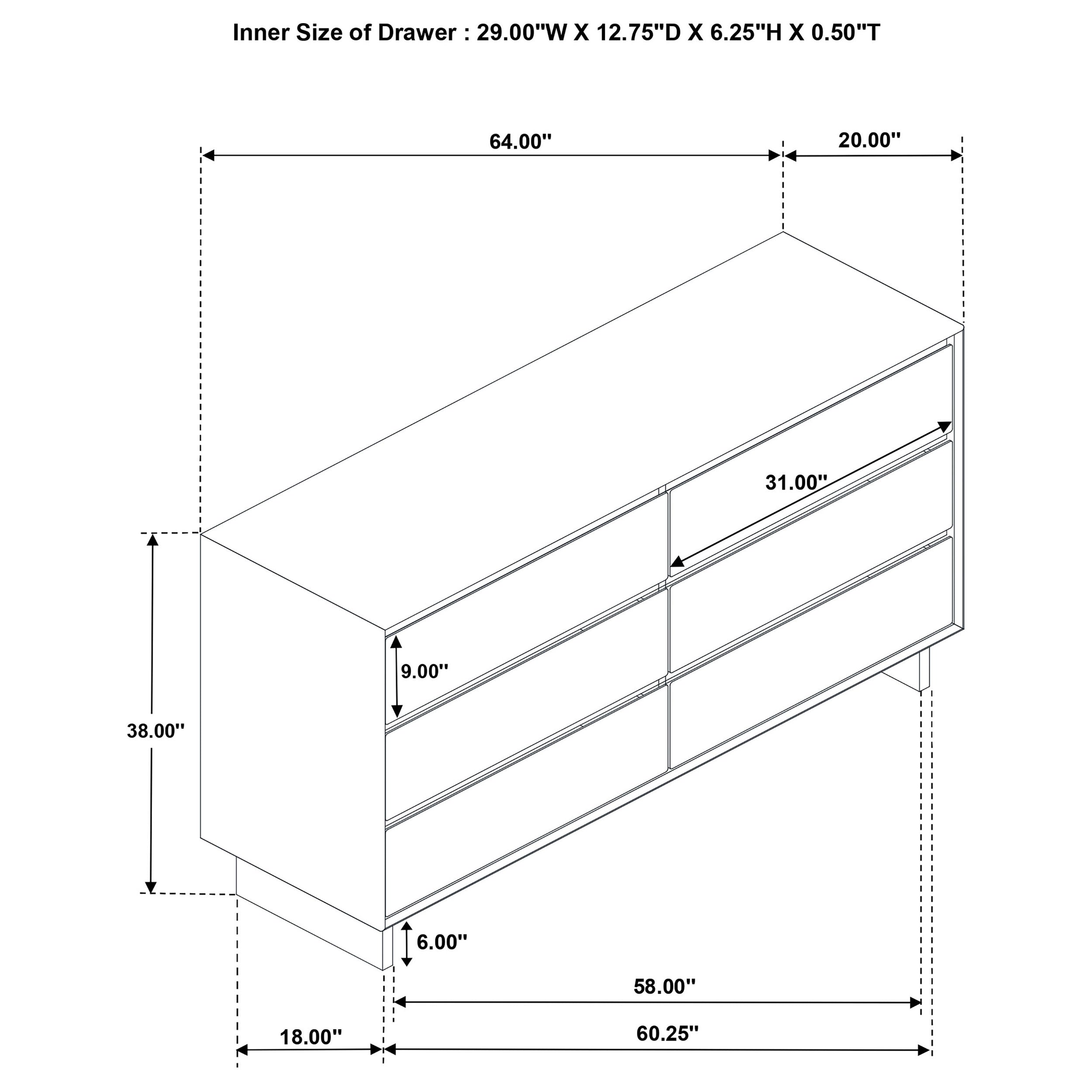Glenwood 6-drawer Dresser Cabinet Warm Brown — view 12