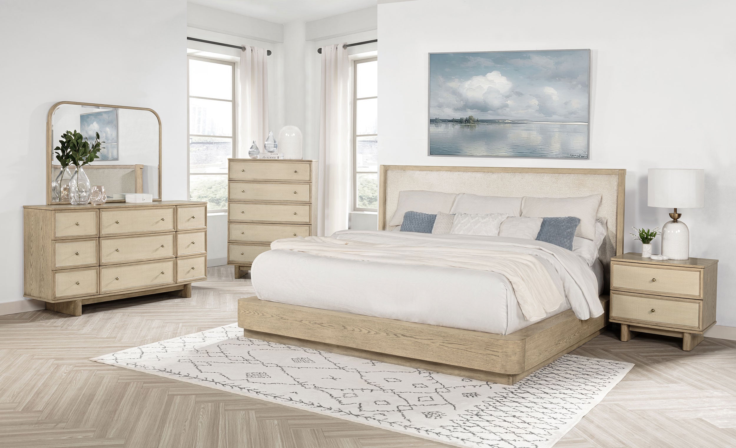 Kailani 5-piece Eastern King Bedroom Set Beige Oak — view 1
