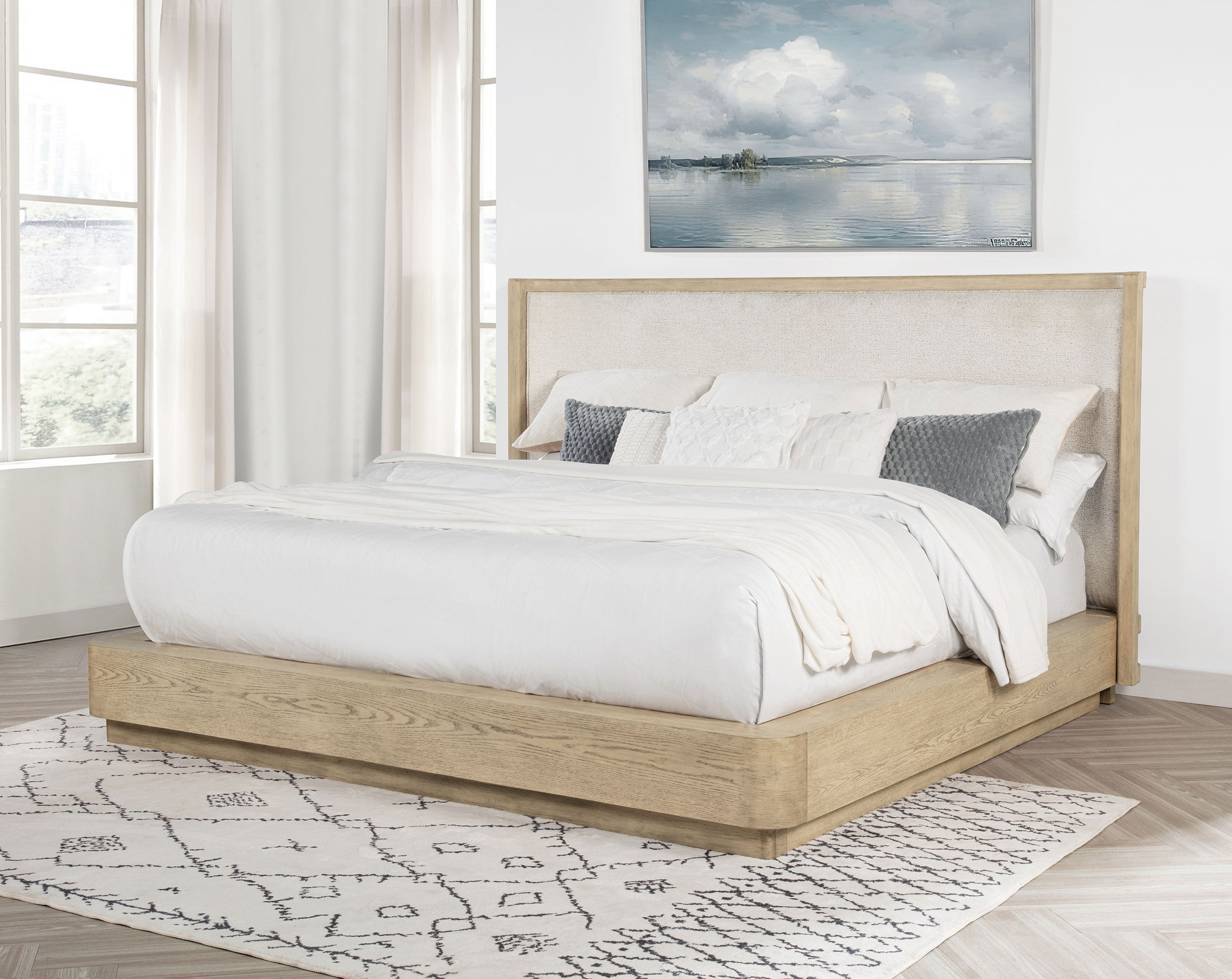 Kailani 52-inch California King Wingback Bed Beige Oak — view 2