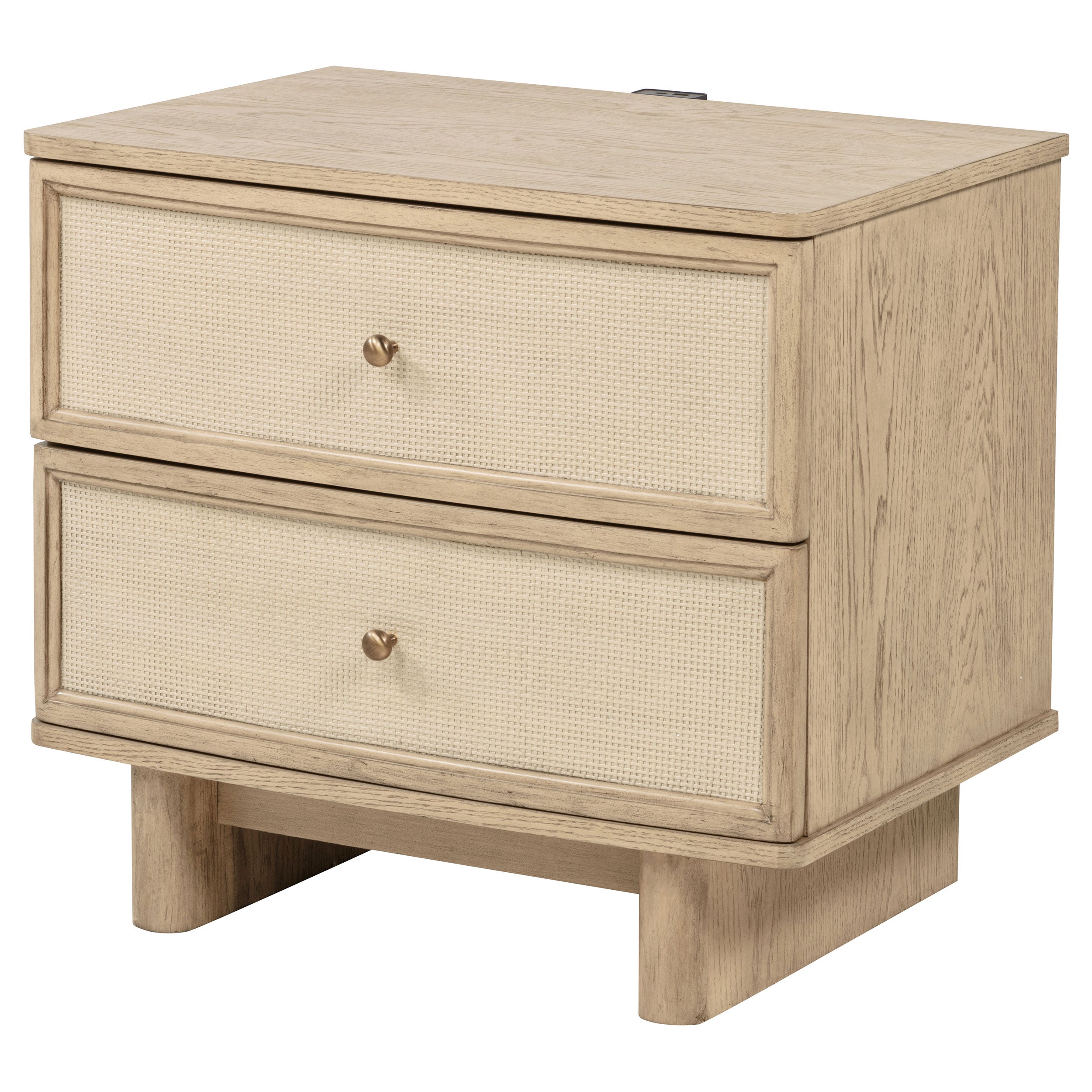 Kailani 2-drawer Nightstand Bedside Table Beige Oak — view 4