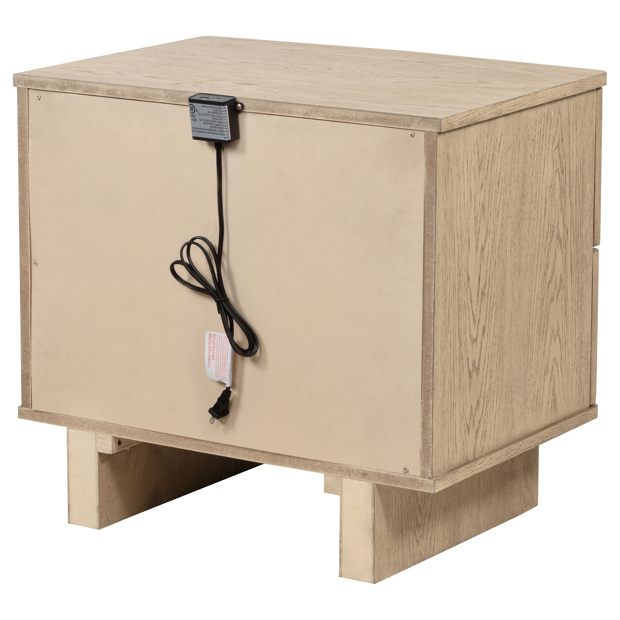 Kailani 2-drawer Nightstand Bedside Table Beige Oak — view 8