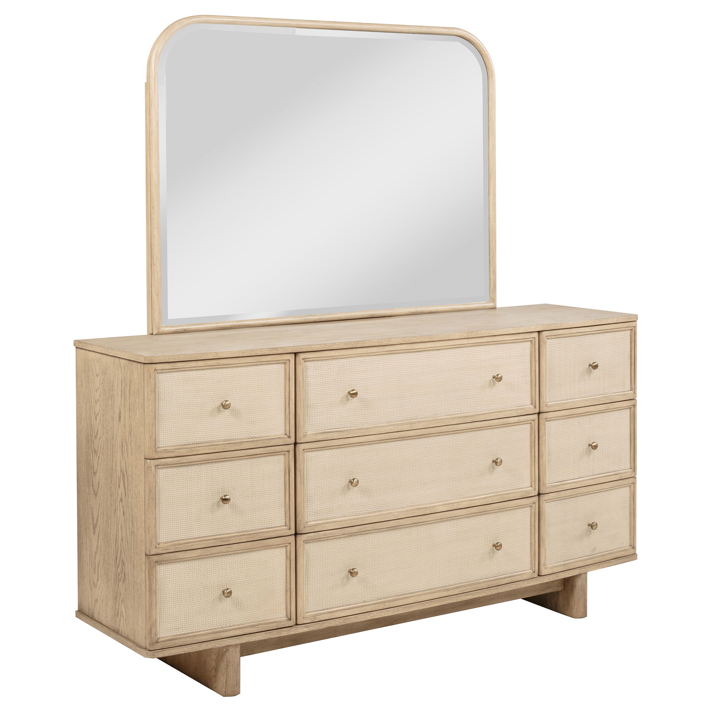 Kailani 9-drawer Dresser and Mirror Beige Oak — view 1