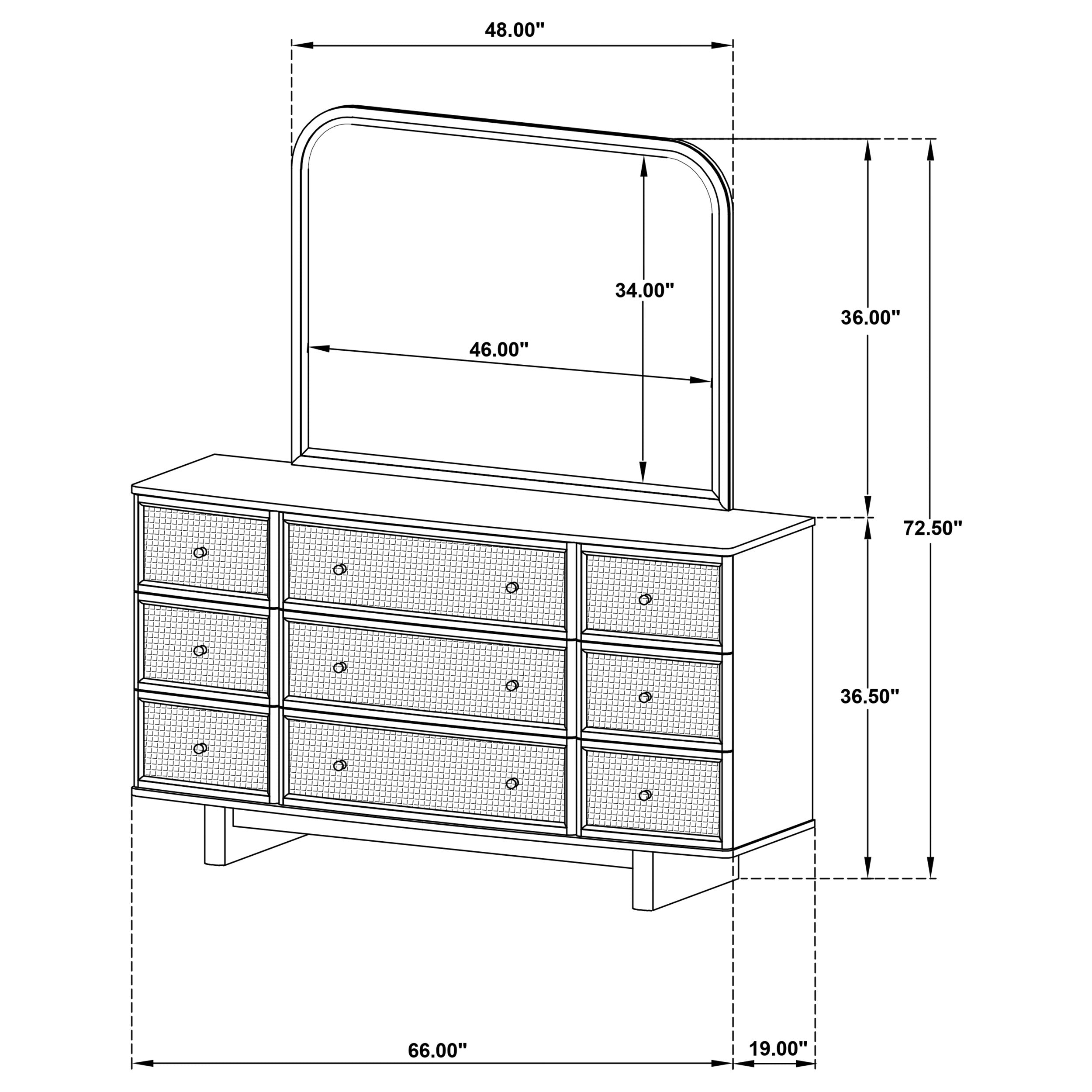 Kailani 9-drawer Dresser and Mirror Beige Oak — view 14