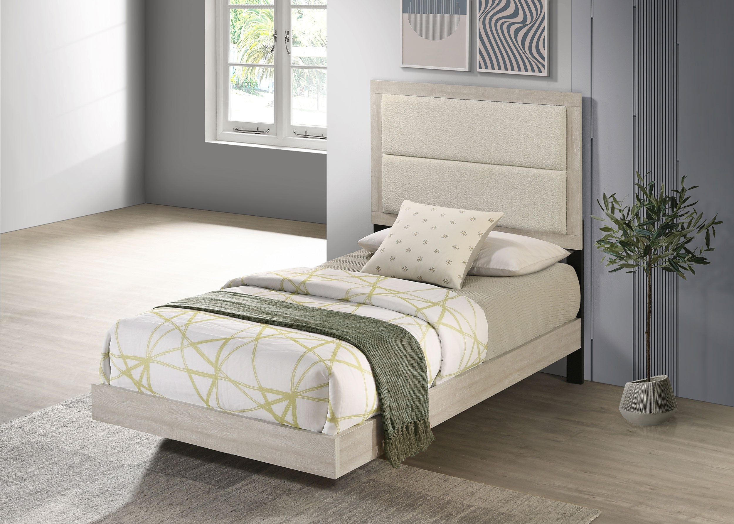 Trenton 54-inch Wood Twin Panel Bed Rustic Cream — view 2