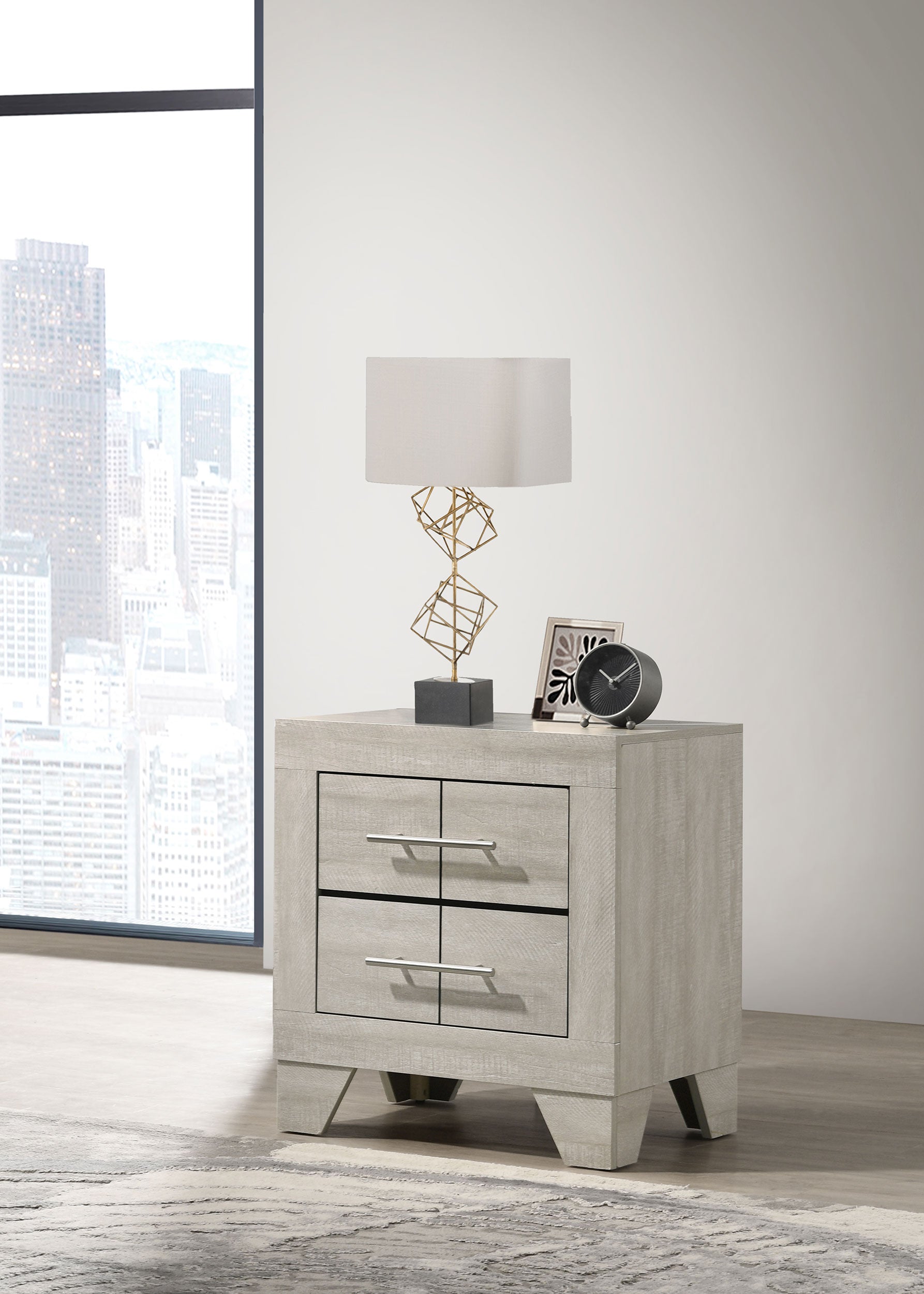 Trenton 2-drawer Nightstand Bedside Table Rustic Cream — view 2