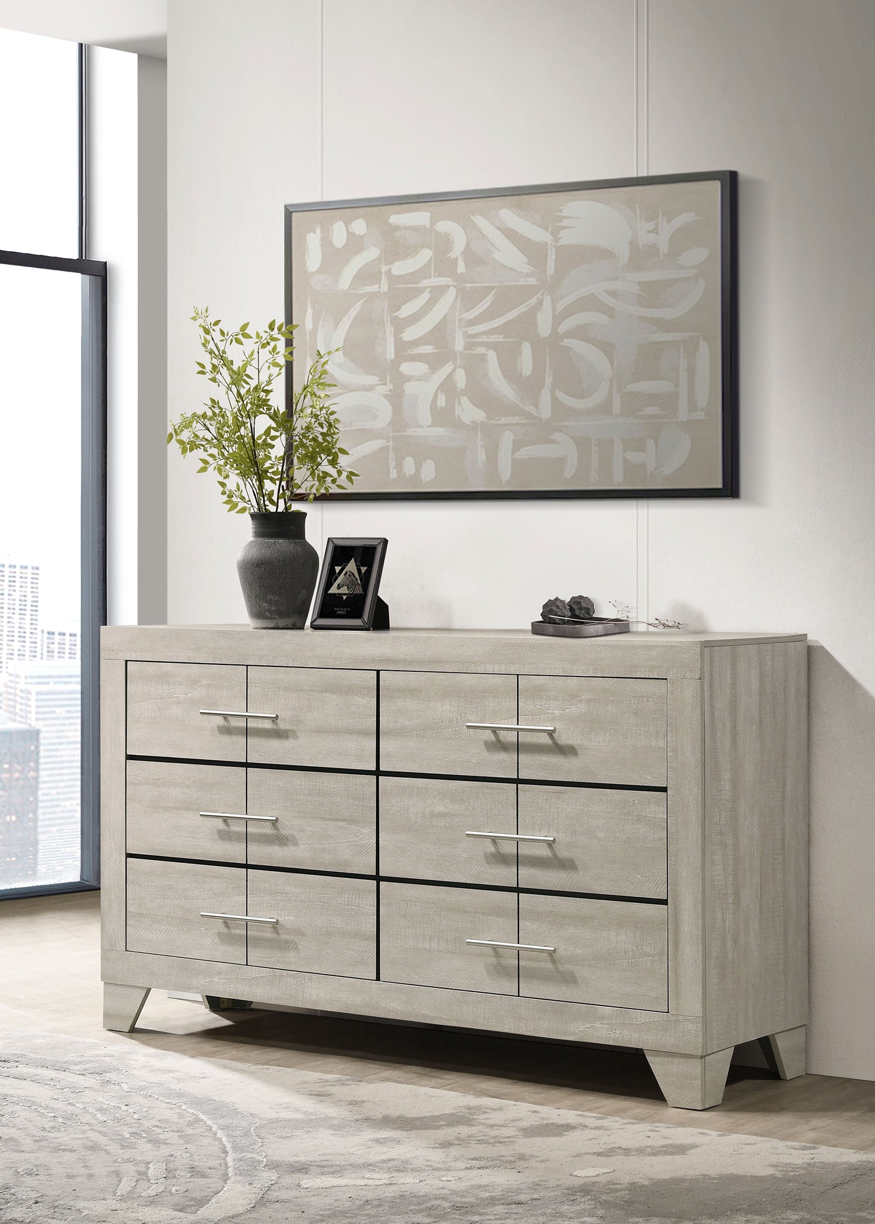 Trenton 6-drawer Bedroom Dresser Rustic Cream — view 2